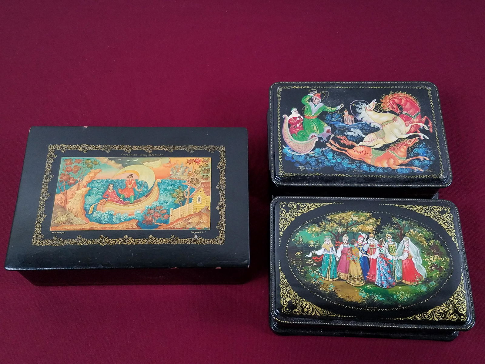 3 Russian Lacquer Boxes (1 of 9)