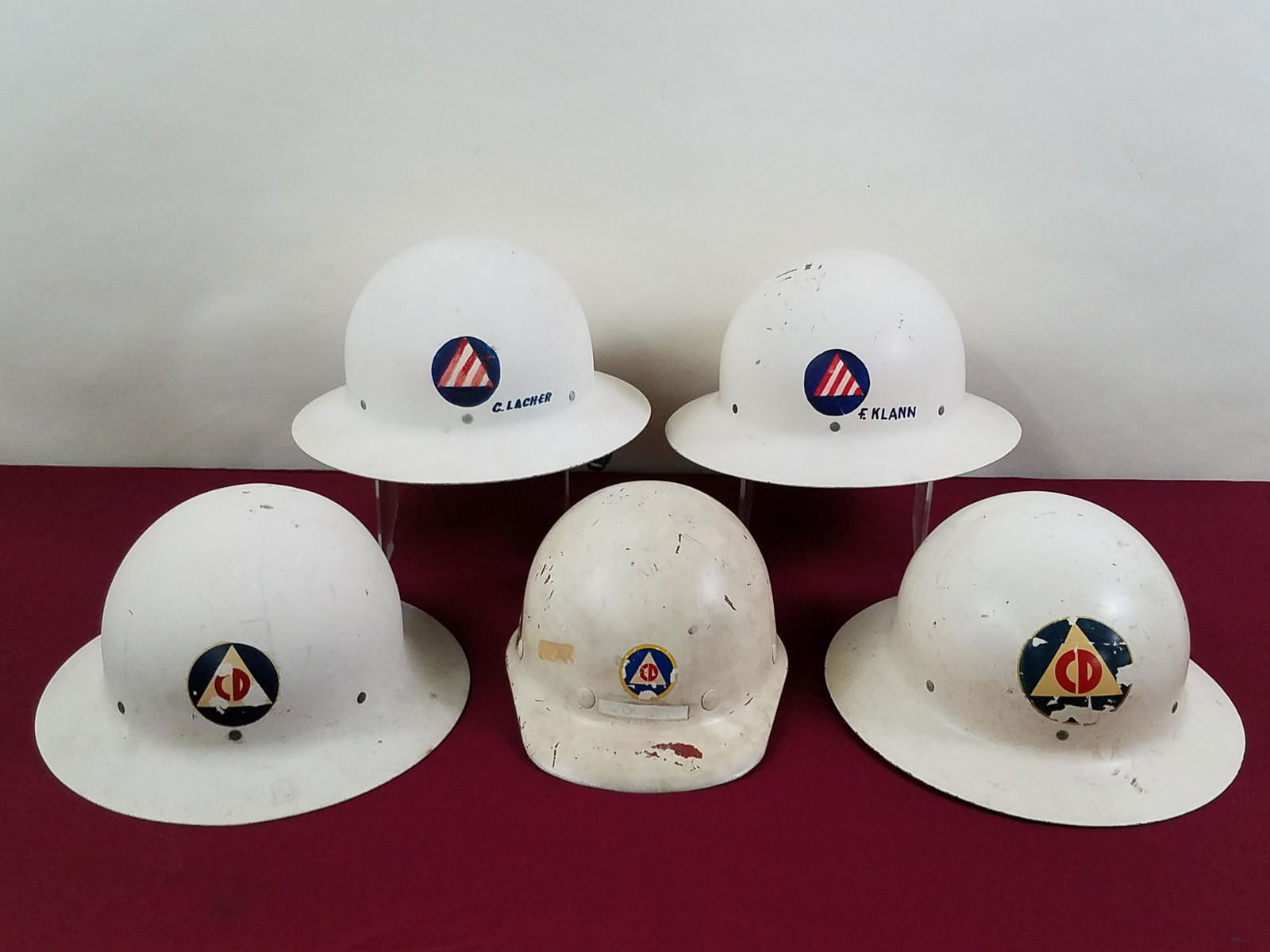 5 Civil Defense Helmets (1 of 12)