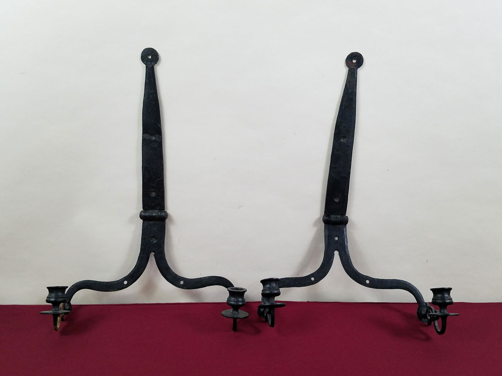 Pr Wrought Iron Hinges with Candle Holders (1 of 4)