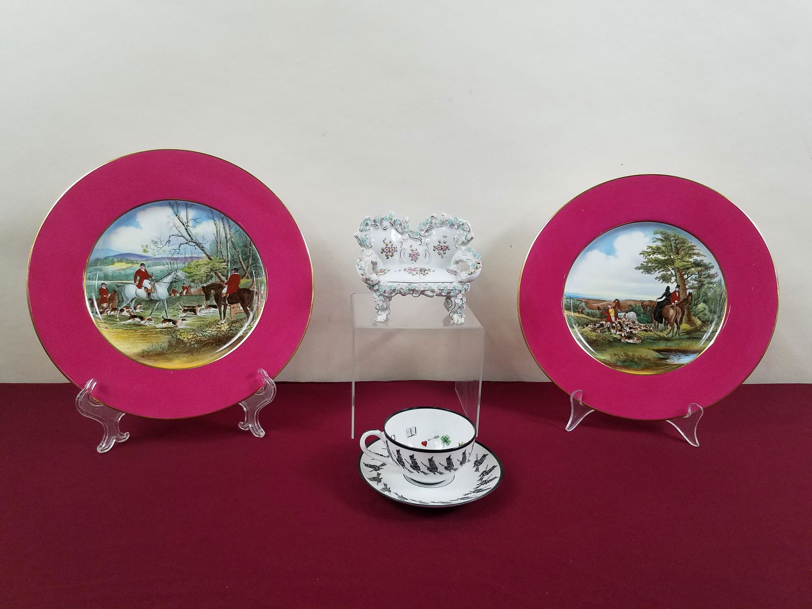 4 Pcs incl 2 Spode Herring Hunt Plates (1 of 11)