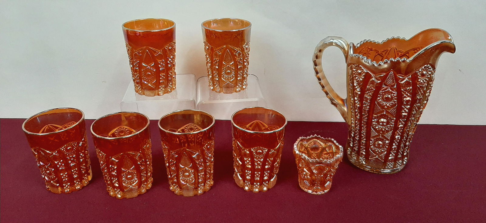8 Pc Carnival Glass Drink Set (1 of 7)