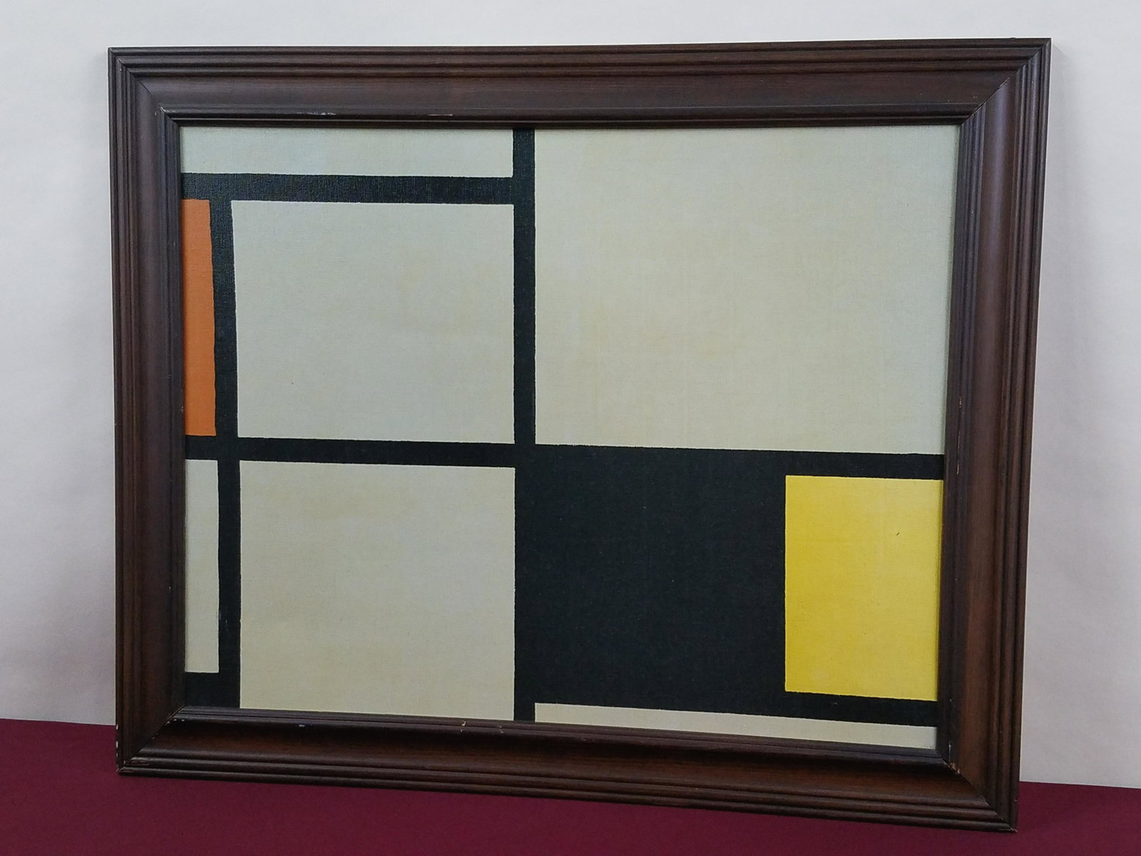 Piet Mondrian Art Print on Canvas: Overall with frame 27" high x 33-1/4" wide. IMPORTANT: Before bidding, please read the terms and conditions below. When you registered for the auction you agreed to these terms and will be required to
