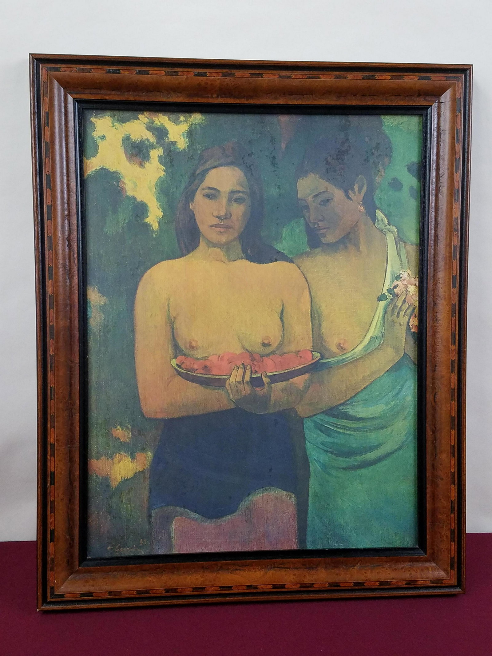 Paul Gauguin ''Two Tahitian Women" Print: Overall with frame 28" high x 22-1/2" wide. IMPORTANT: Before bidding, please read the terms and conditions below. When you registered for the auction you agreed to these terms and will be required to