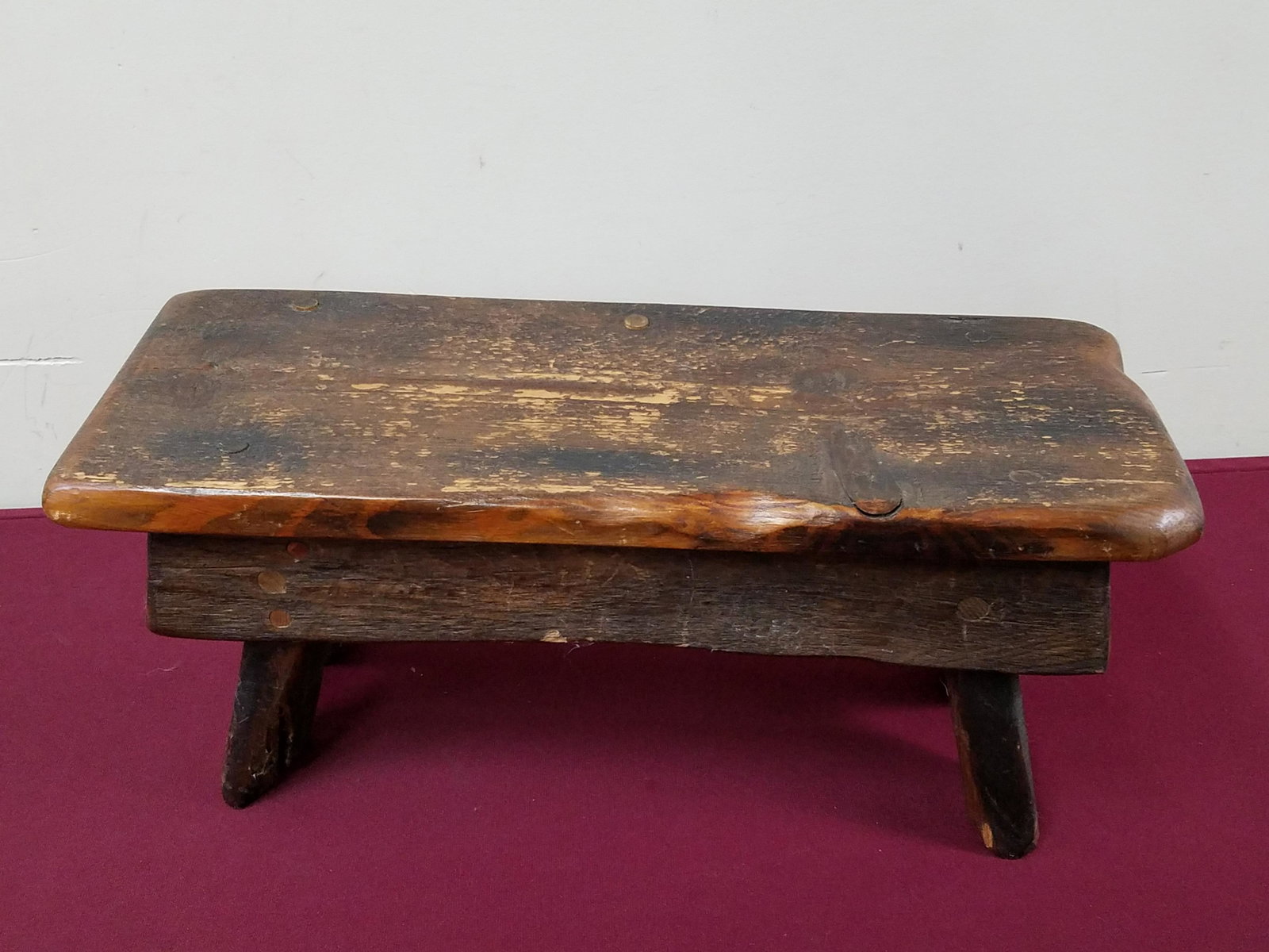 Stool: 20" wide x 8-1/4" deep x 8" high. IMPORTANT: Before bidding, please read the terms and conditions below. When you registered for the auction you agreed to these terms and will be required to comply wi