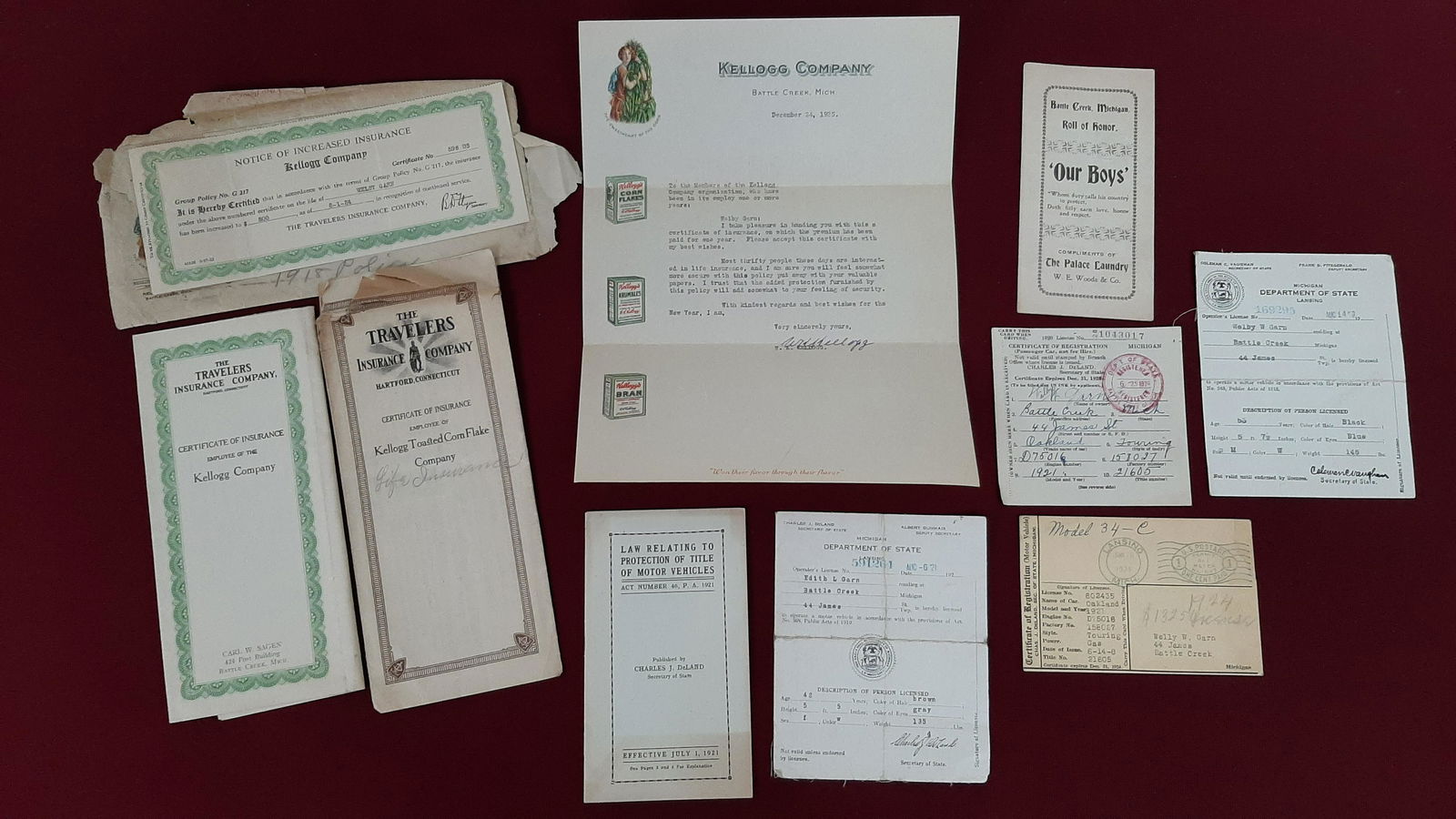 10 Pcs Ephemera incl. W. K. Kellogg Signed Letter (1 of 6)
