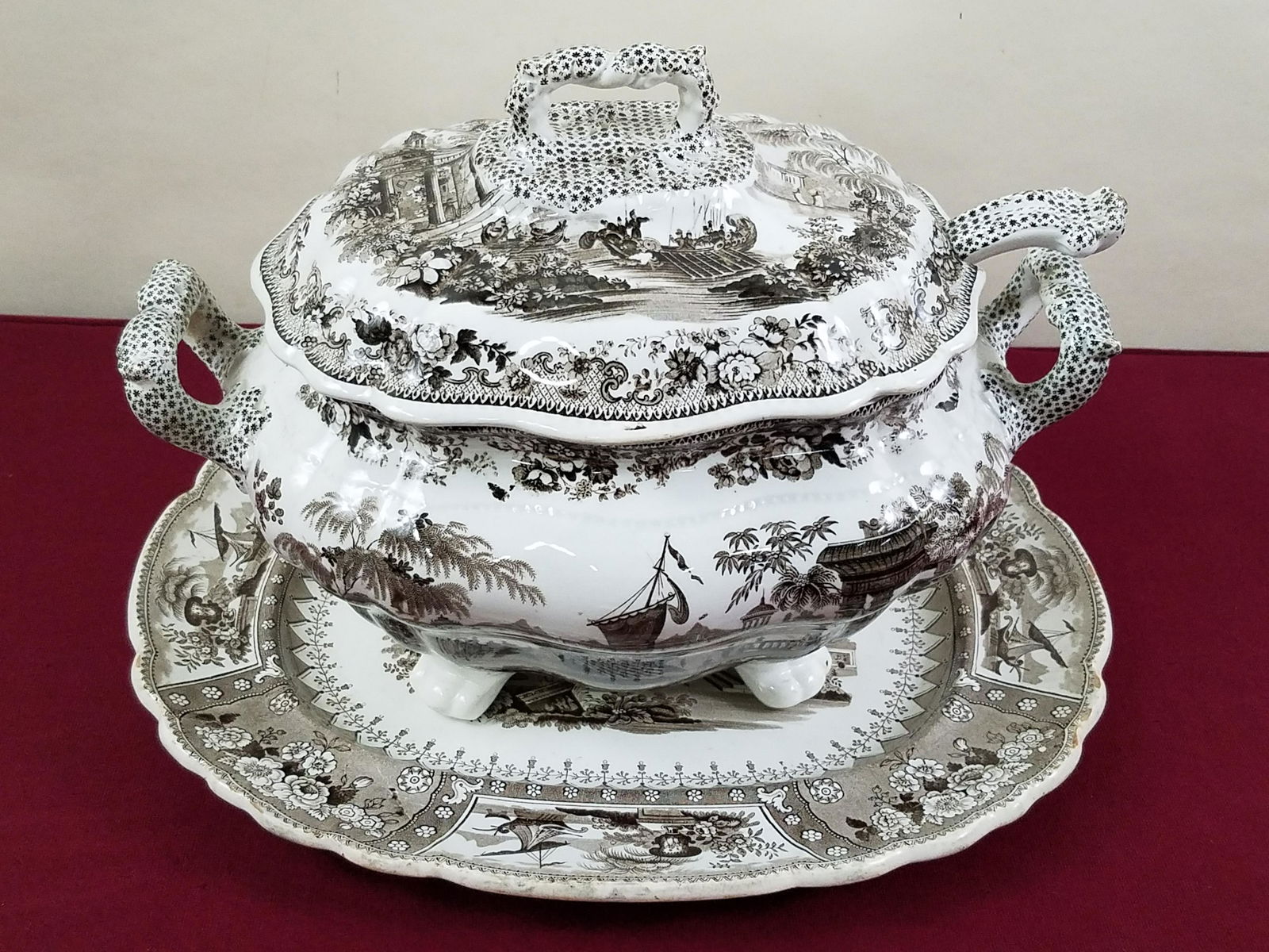 Antique Transferware Soup Tureen & Under Plate (1 of 15)