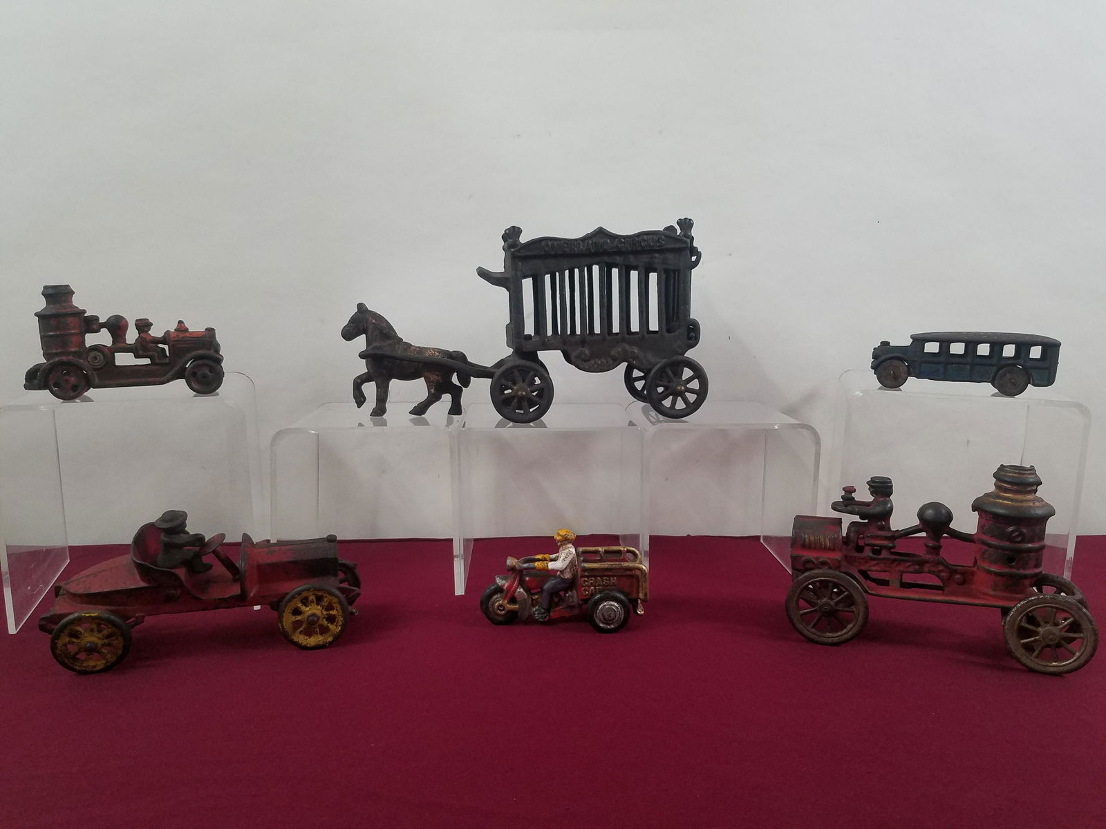 6 Cast Iron Toys incl Overland Circus & Crash Car (1 of 12)