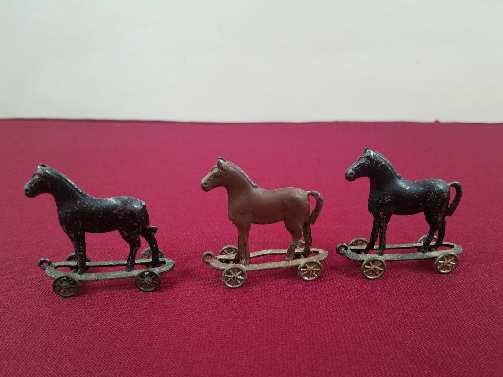 3 Lead Horse Penny Toys: Each: 2" long x 2" high. IMPORTANT: Before bidding, please read the terms and conditions below. When you registered for the auction you agreed to these terms and will be required to comply with them.