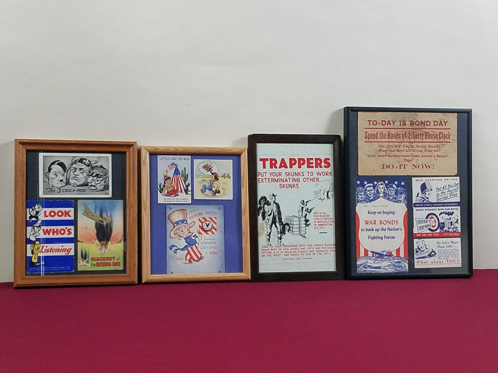 15 Frames of WWII Ephemera incl Post Cards (1 of 16)