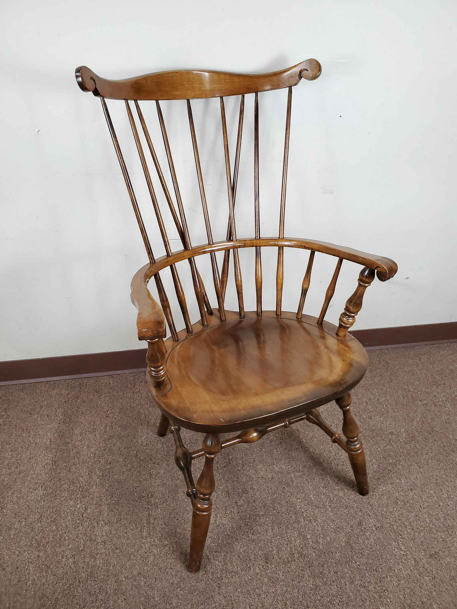 Nichols and Stone Windsor Chair: 24 3/4" wide X 20" deep X 41 1/2" high. IMPORTANT: Before bidding, please read the terms and conditions below. When you registered for the auction you agreed to these terms and will be required to com