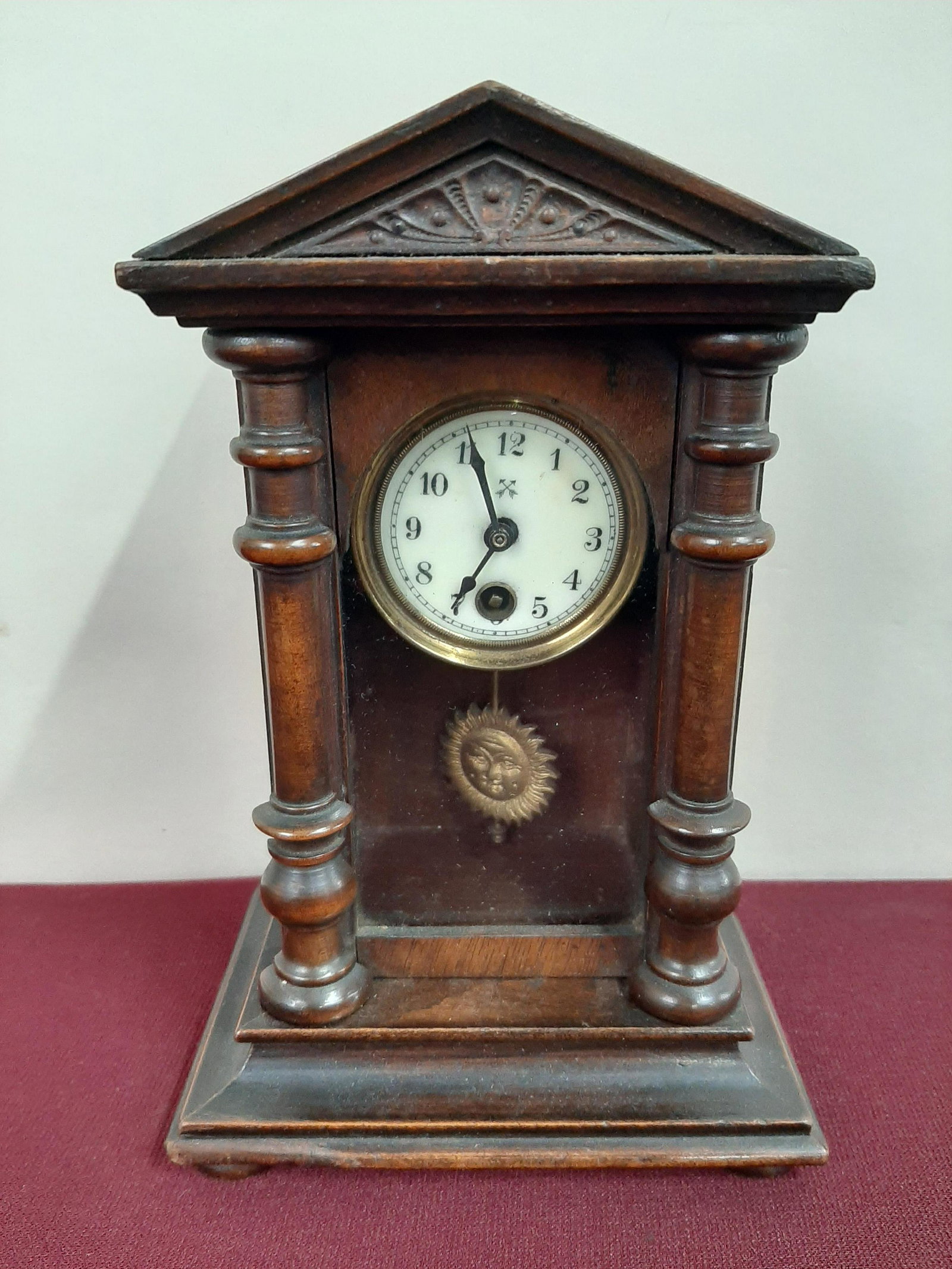 Desk Clock: Not working. 5" wide X 3 1/2" deep X 7 1/4" high. IMPORTANT: Before bidding, please read the terms and conditions below. When you registered for the auction you agreed to these terms and will be requi
