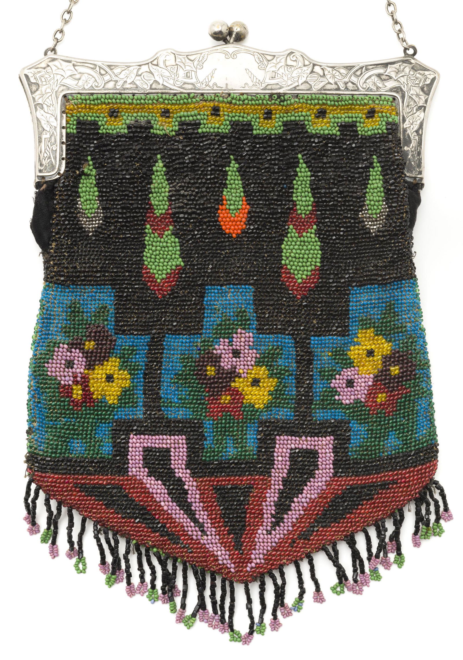 Antique Floral and Geometric Beaded Purse (1 of 6)