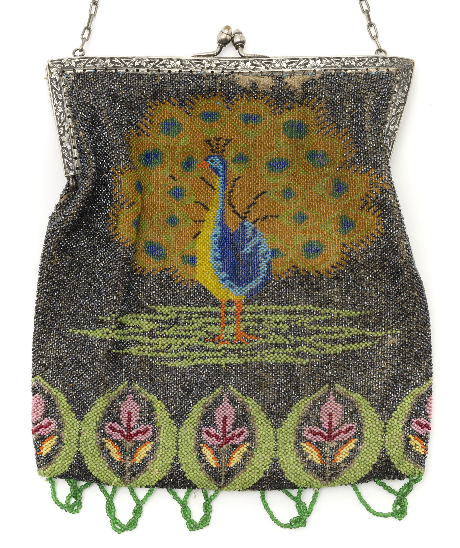 Antique Peacock Beaded Purse (1 of 6)