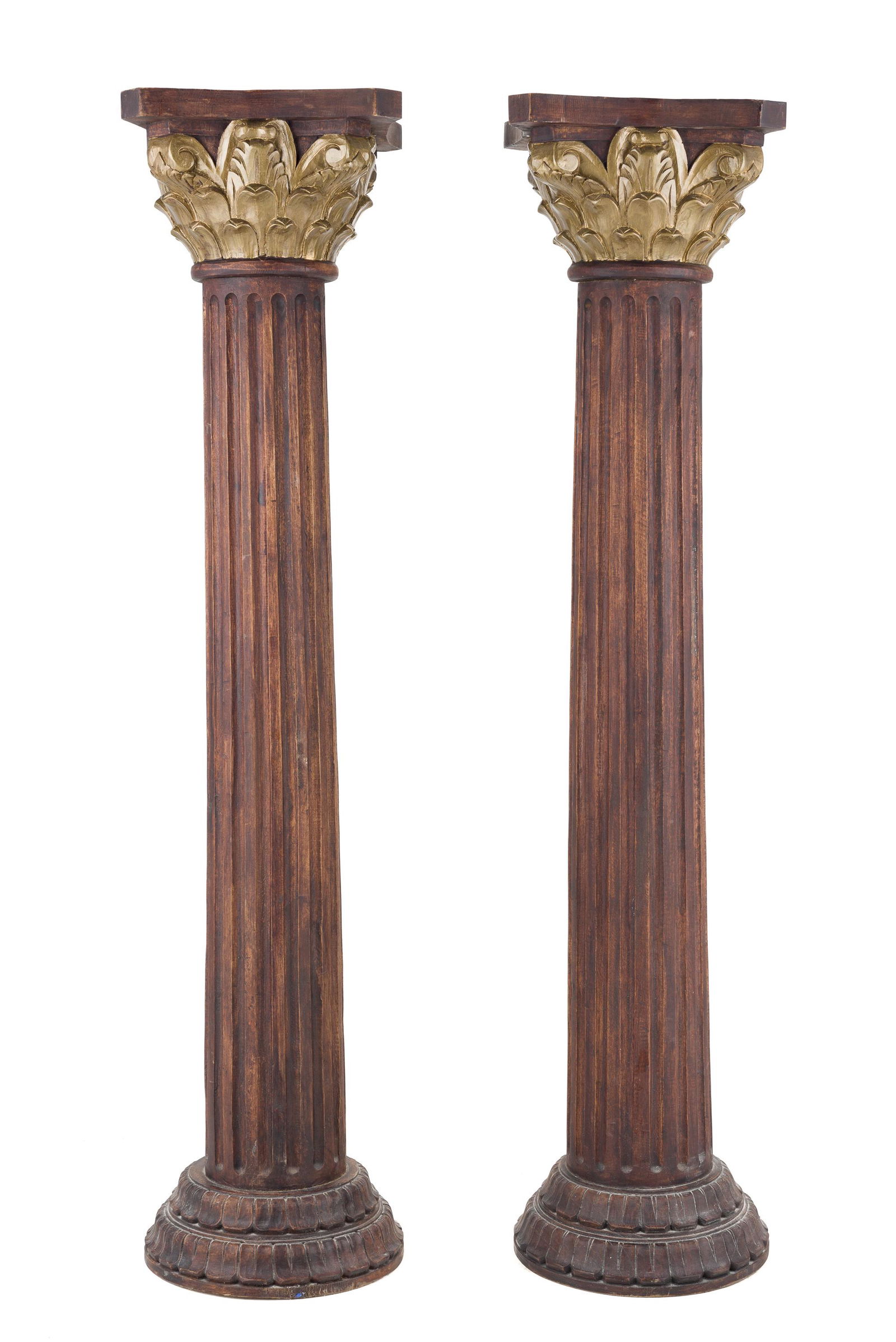 Pair of Carved Wood Corintian Columns (1 of 4)