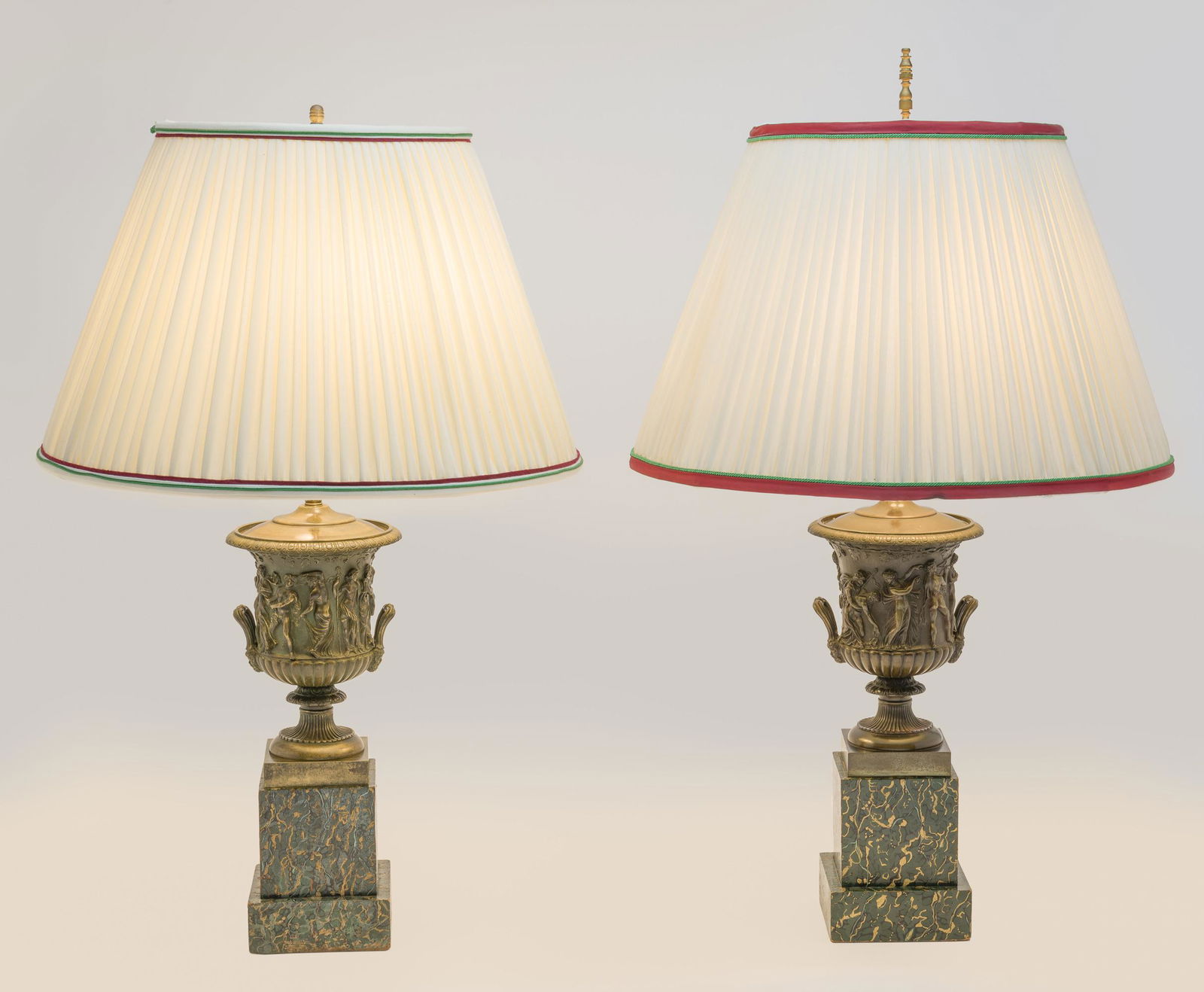 Pair of Neoclassical Bronze and Marble Table Lamps (1 of 6)
