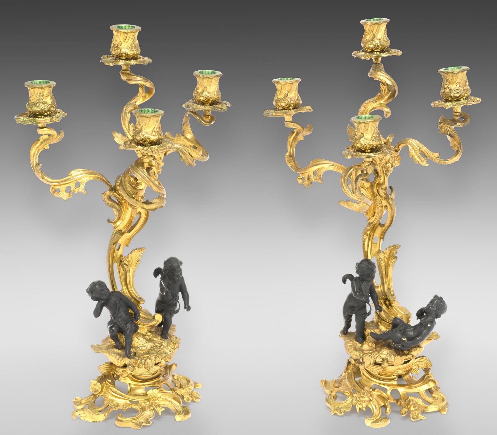 Pair of Bronze Dore Figural Candelabrum (1 of 7)