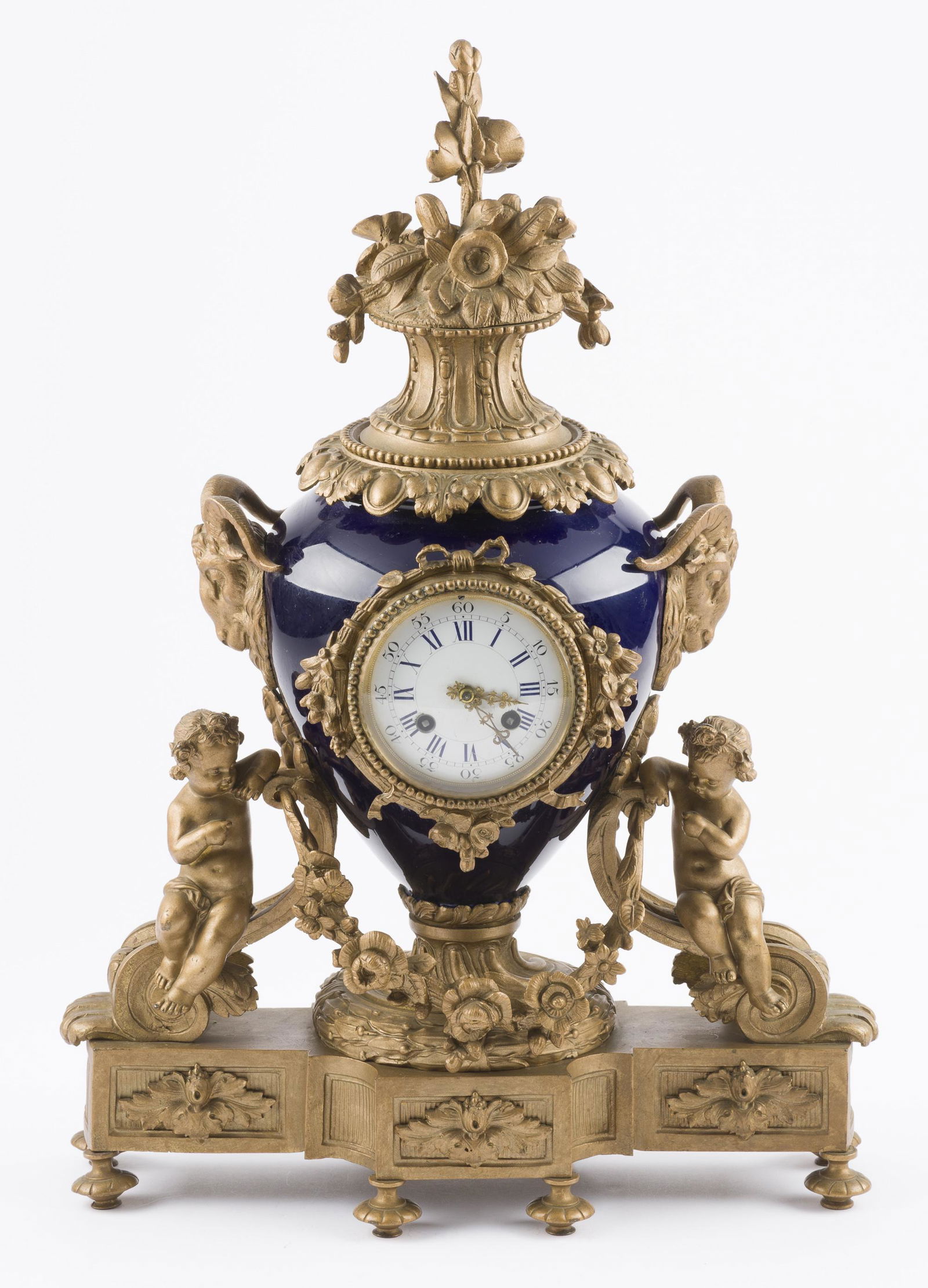 French Cobalt Enamel & Gilt Bronze Mantle Clock (1 of 10)