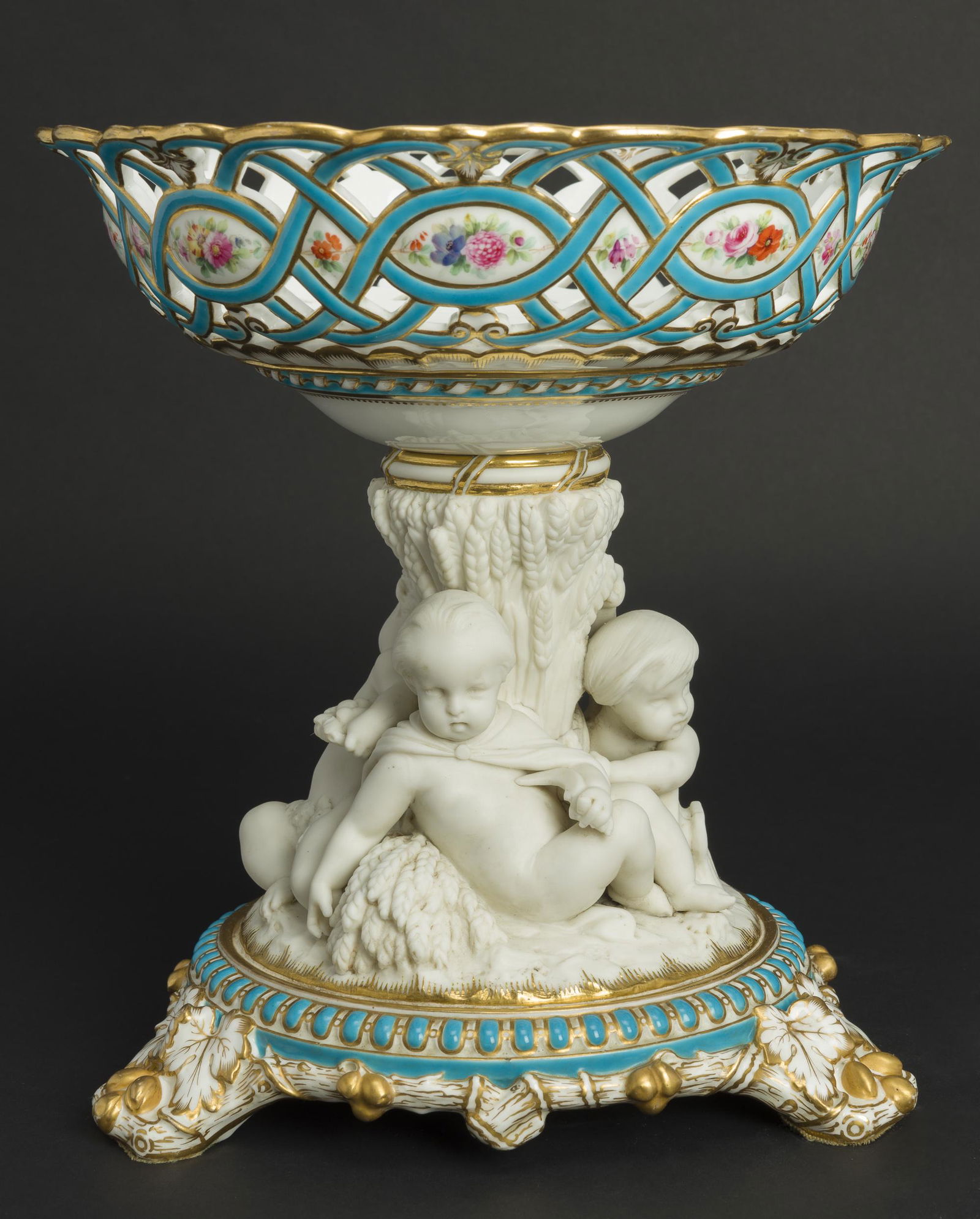 19th C French Figural Reticulated Footed Compote (1 of 7)