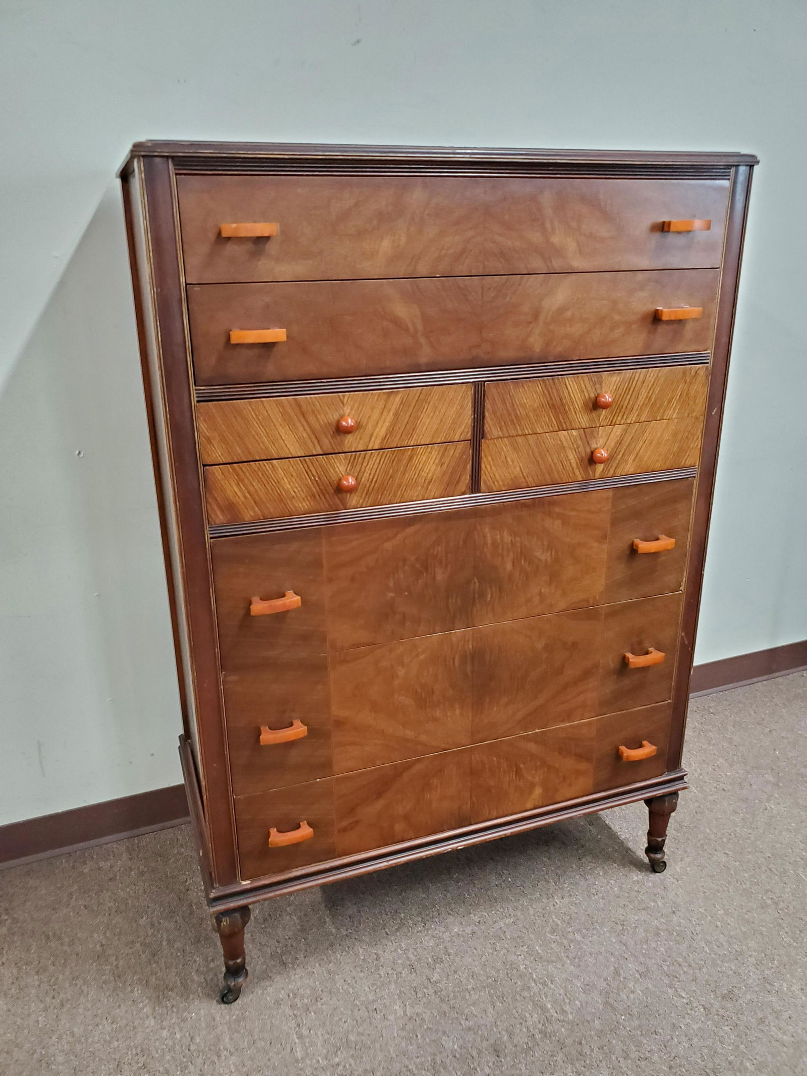 Art Deco Tall Chest with Bakelite Handles (1 of 5)