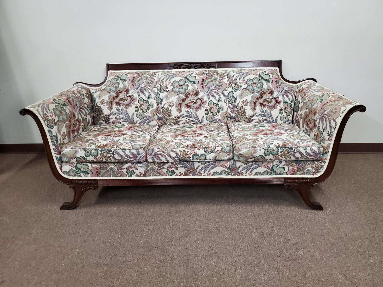 Duncan Phyfe Style Flower Print Sofa (1 of 6)