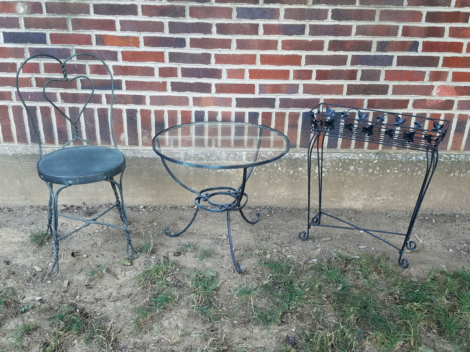 3 Pcs Outdoor Furniture incl Plant Stand (1 of 4)