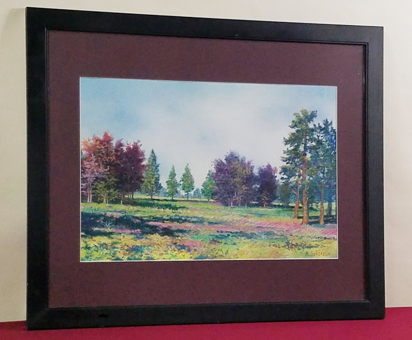 Anton Sekeresh Landscape Pastel: Overall with frame 27-1/4" high x 33-1/4" wide. IMPORTANT: Before bidding, please read the terms and conditions below. When you registered for the auction you agreed to these terms and will be require