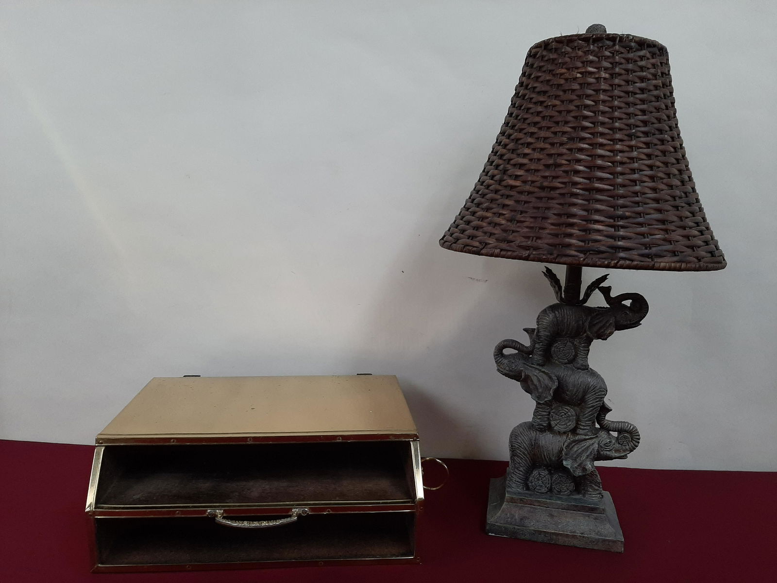 Brass Letter Box and Elephant Lamp (1 of 3)