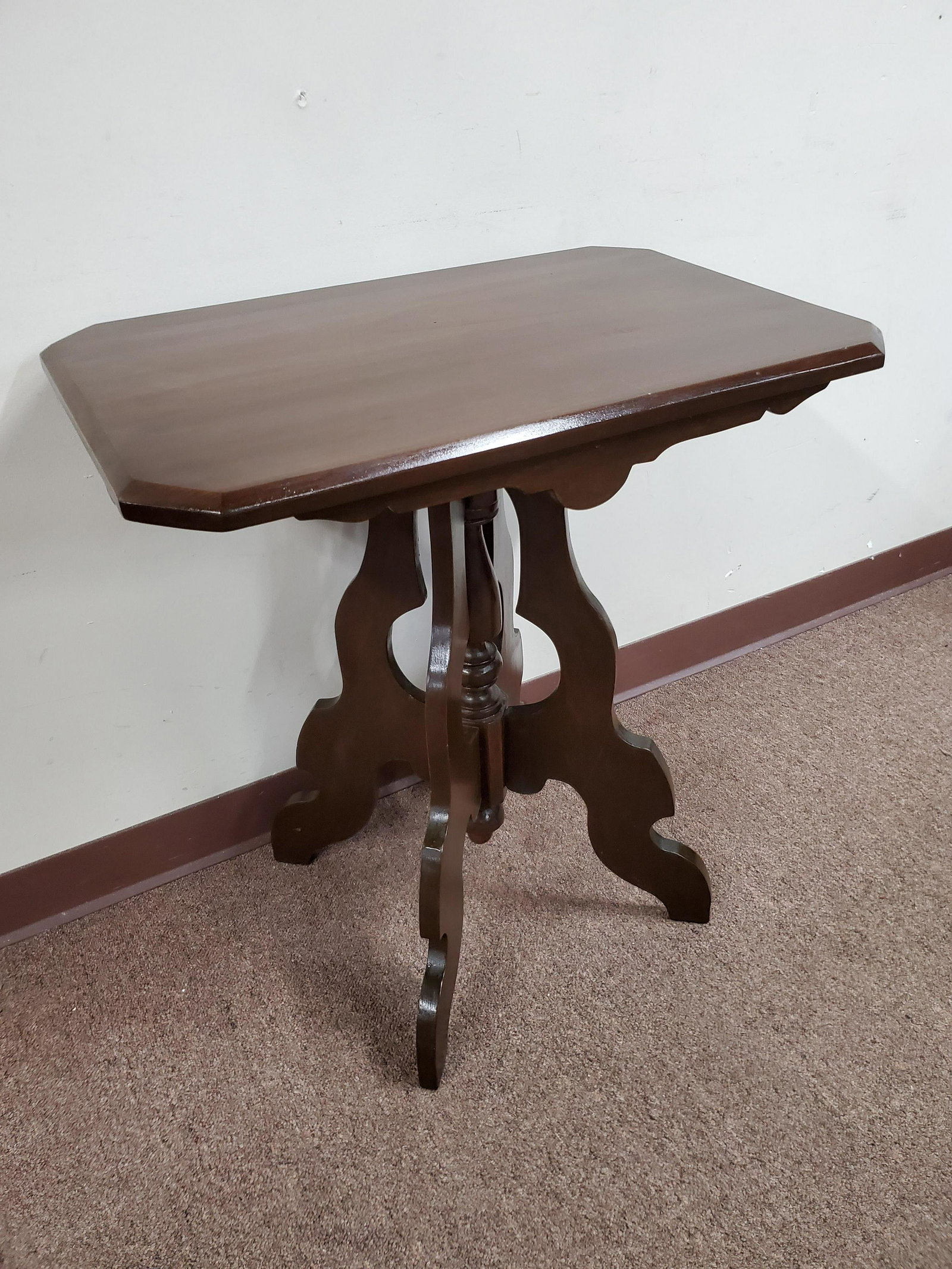 Side Table: 26" wide X 17 1/2" deep X 28" high. IMPORTANT: Before bidding, please read the terms and conditions below. When you registered for the auction you agreed to these terms and will be required to comply 
