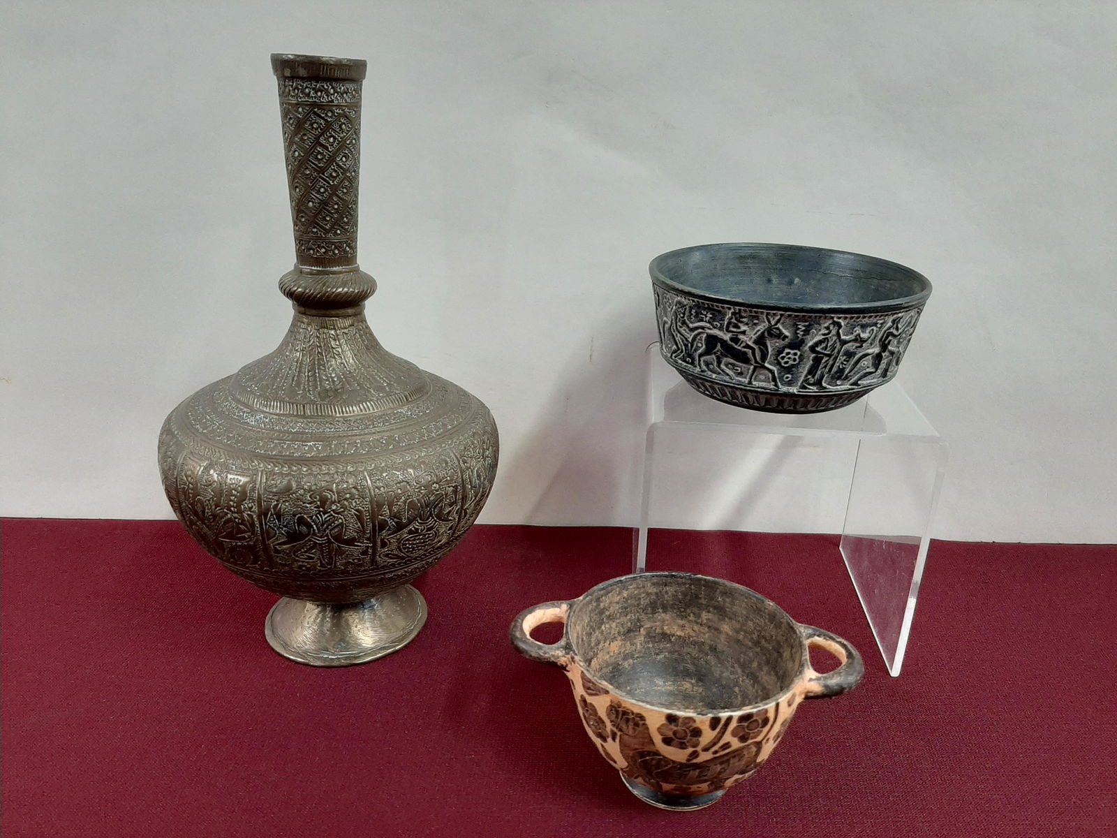 2 Greek Ceramics and Indian Brass Vase (1 of 11)