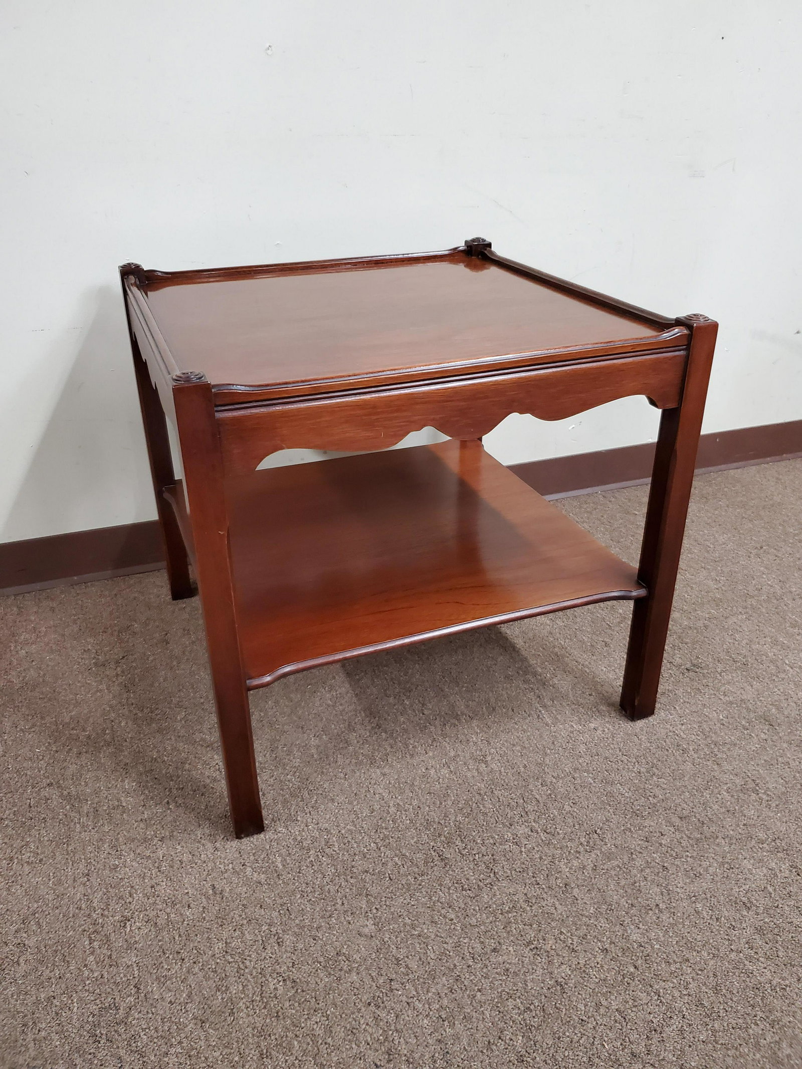Side Table: 24" wide X 24" deep X 22 1/2" high. IMPORTANT: Before bidding, please read the terms and conditions below. When you registered for the auction you agreed to these terms and will be required to comply 