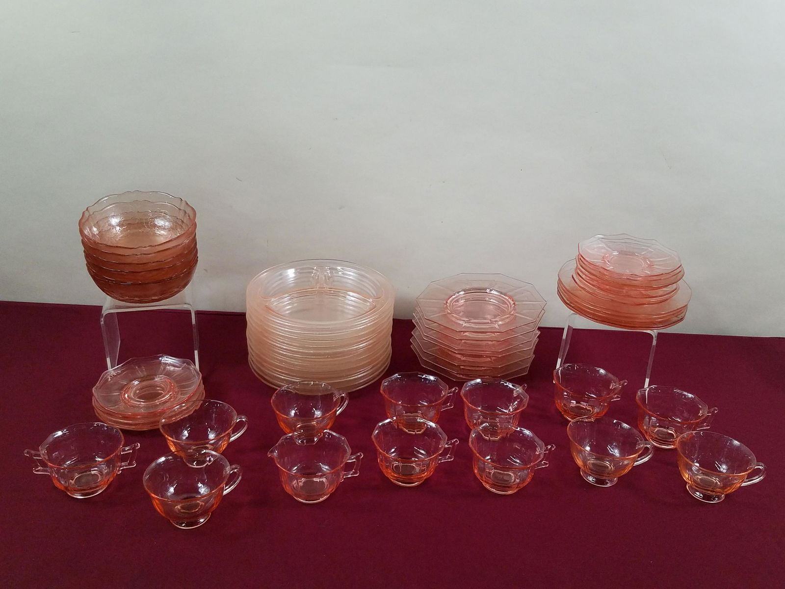 54 Pcs Pink Depression Glass (1 of 1)