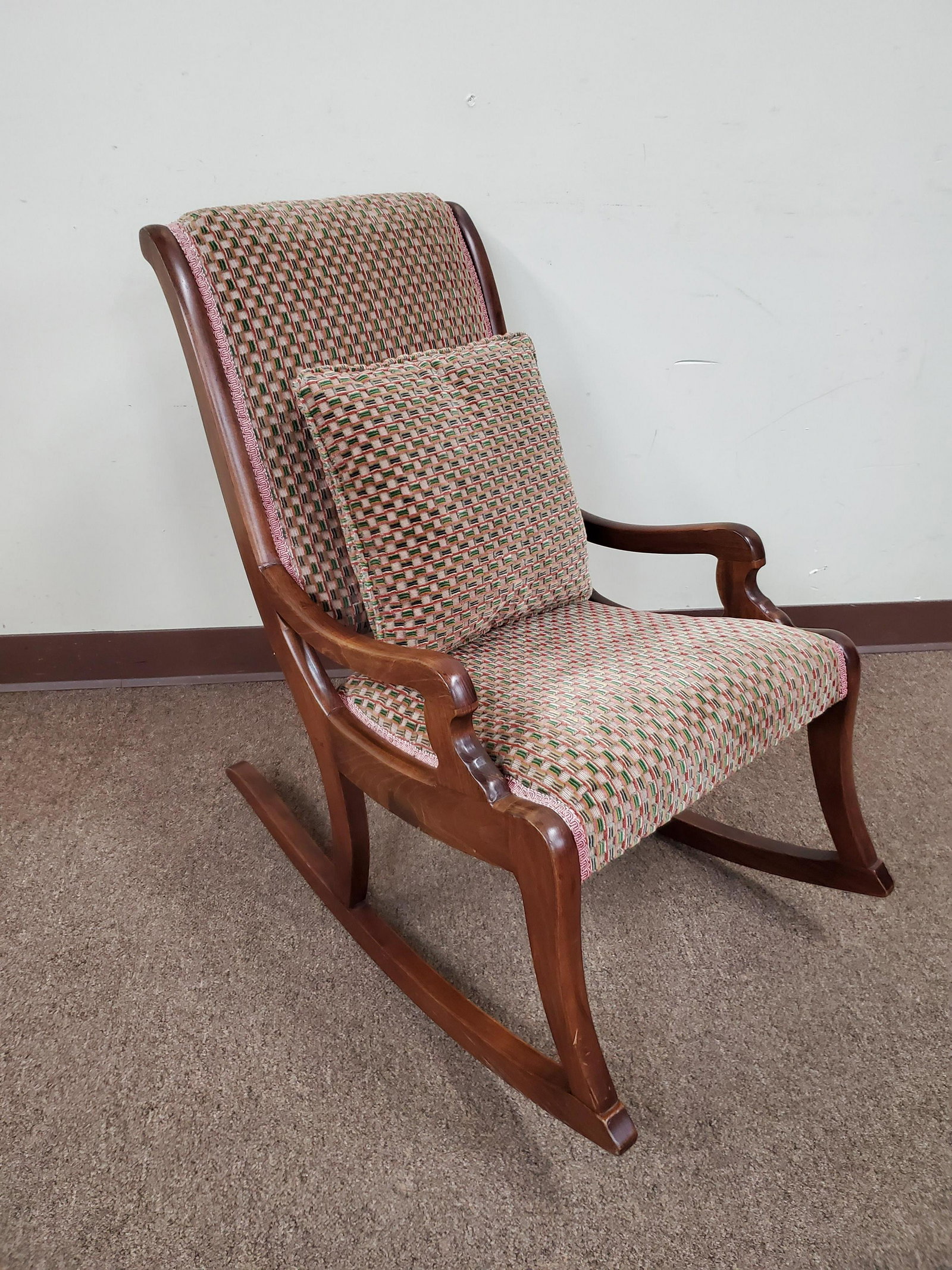 Rocking Chair: 19" wide X 29 1/4" deep X 29 1/4" high. IMPORTANT: Before bidding, please read the terms and conditions below. When you registered for the auction you agreed to these terms and will be required to com