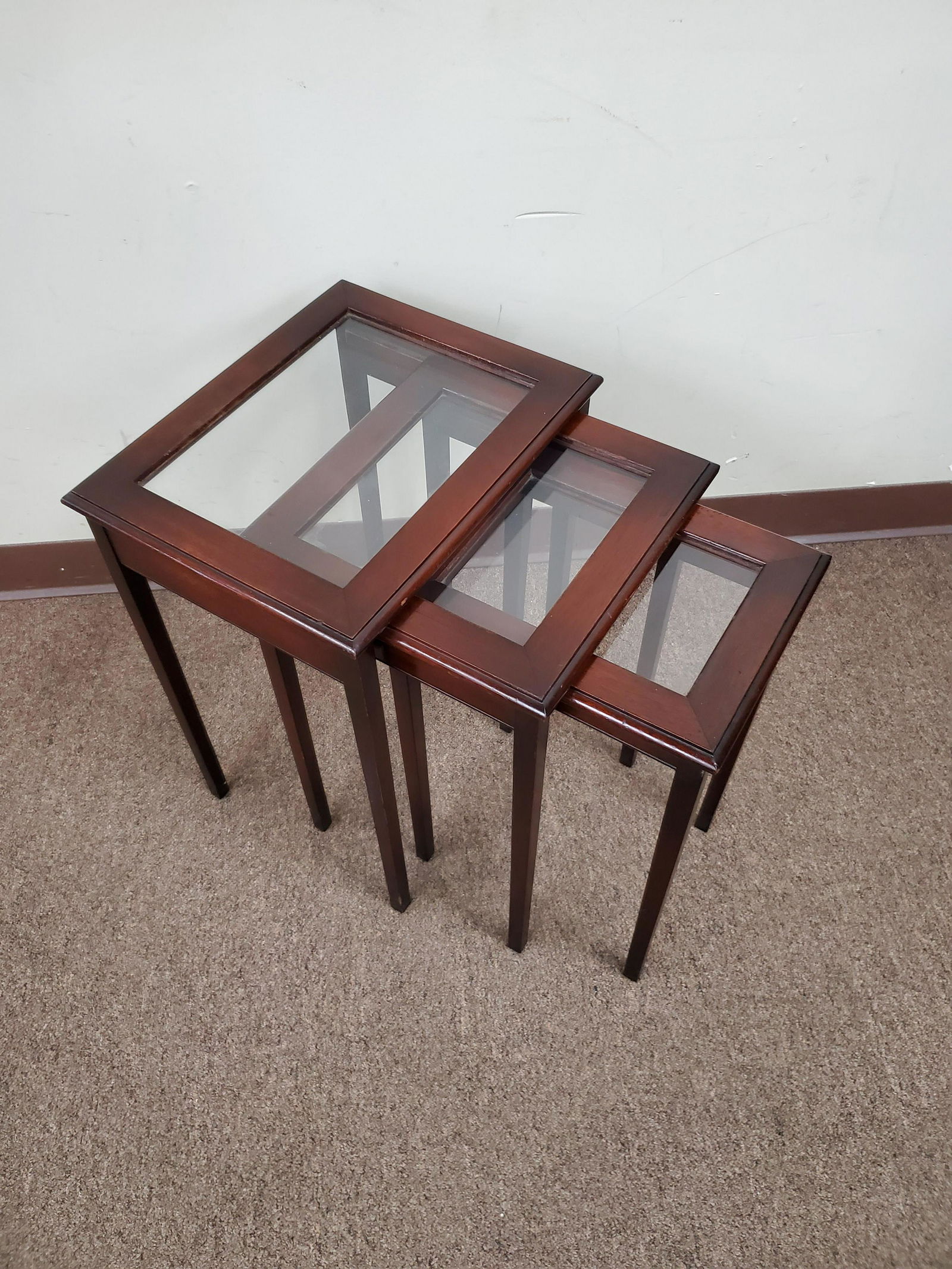 Three Glass Top Nesting Tables (1 of 3)