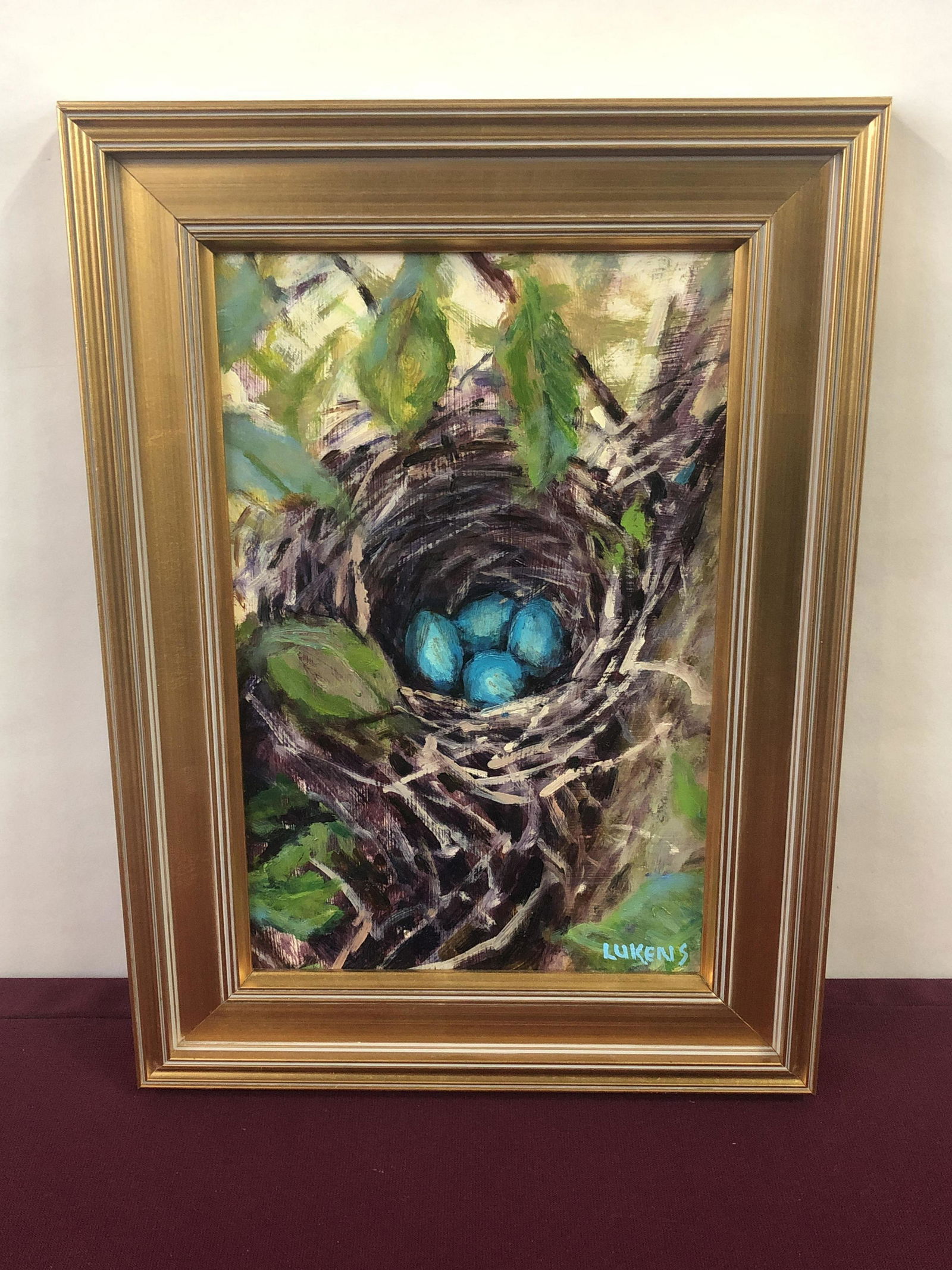 Jim Lukens (B. 1959 Penna.) Robins Egg Nest Painting (1 of 3)