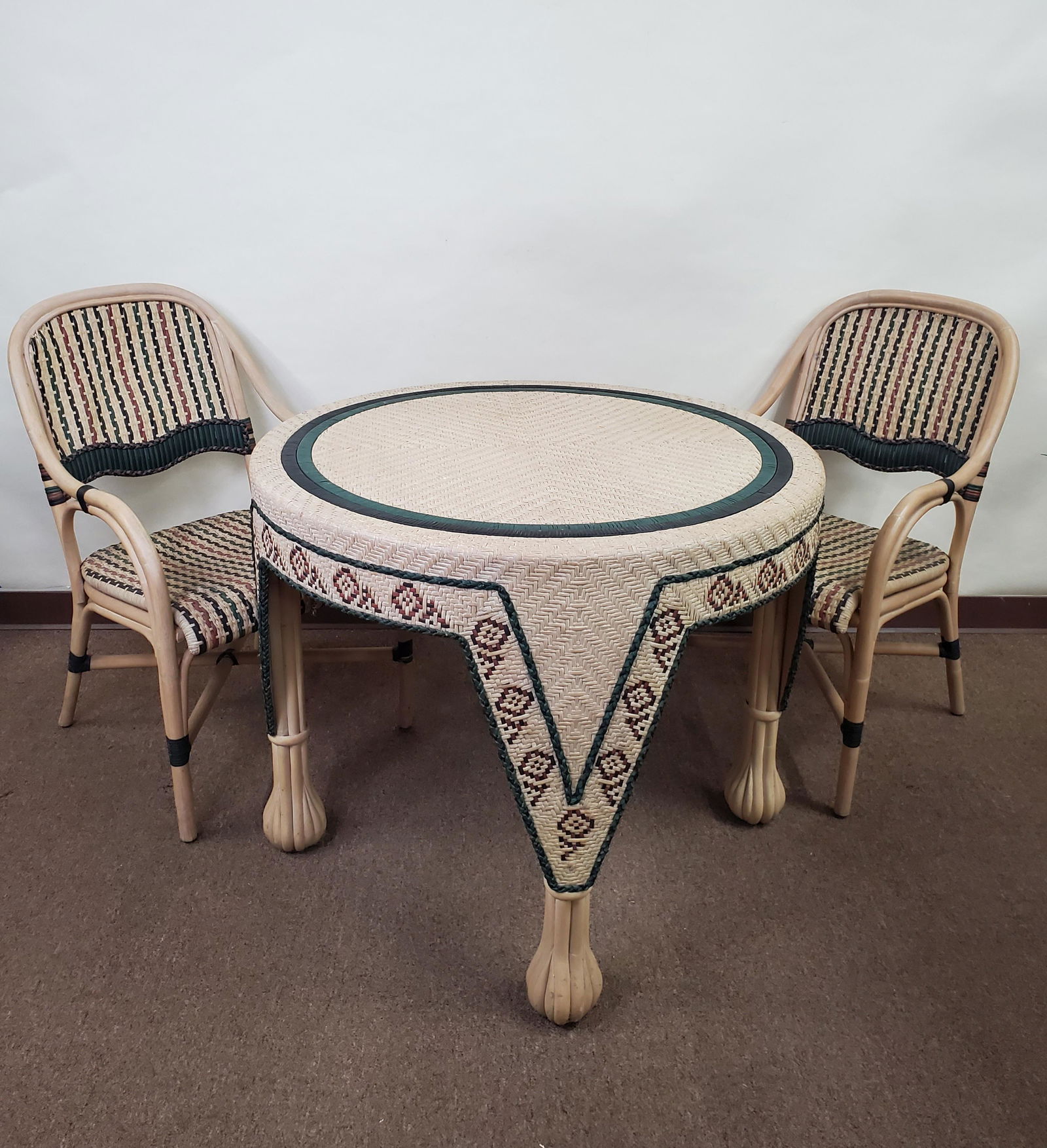 Woven Rattan Table & 2 Chairs (1 of 4)