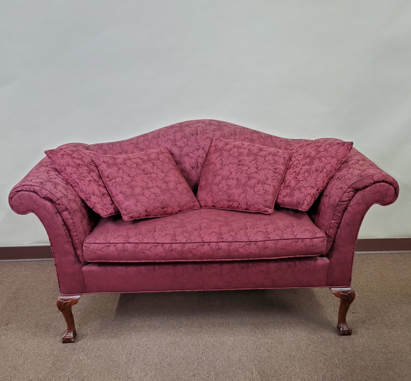 Beachley Settee: 66" wide X 21 1/2" deep X 35" high. IMPORTANT: Before bidding, please read the terms and conditions below. When you registered for the auction you agreed to these terms and will be required to comply 