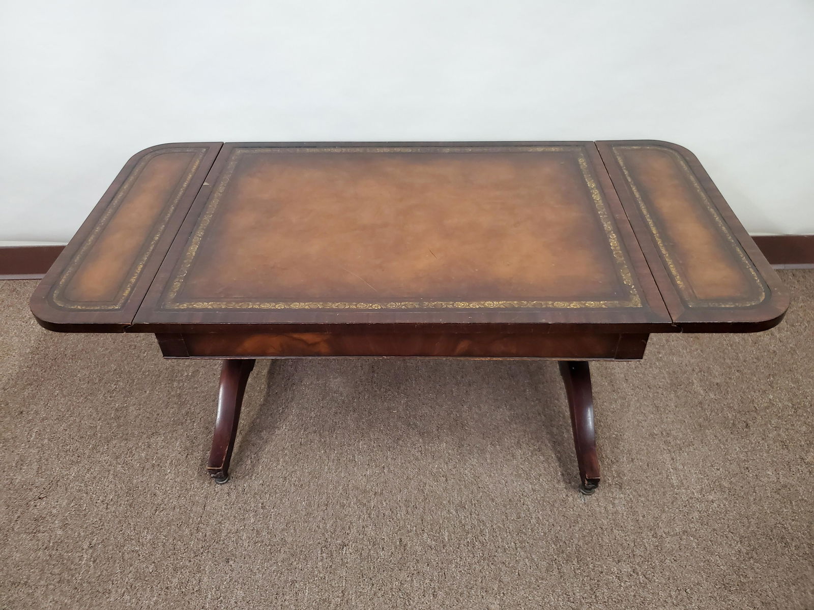 Leather Top Drop Side Coffee Table (1 of 4)