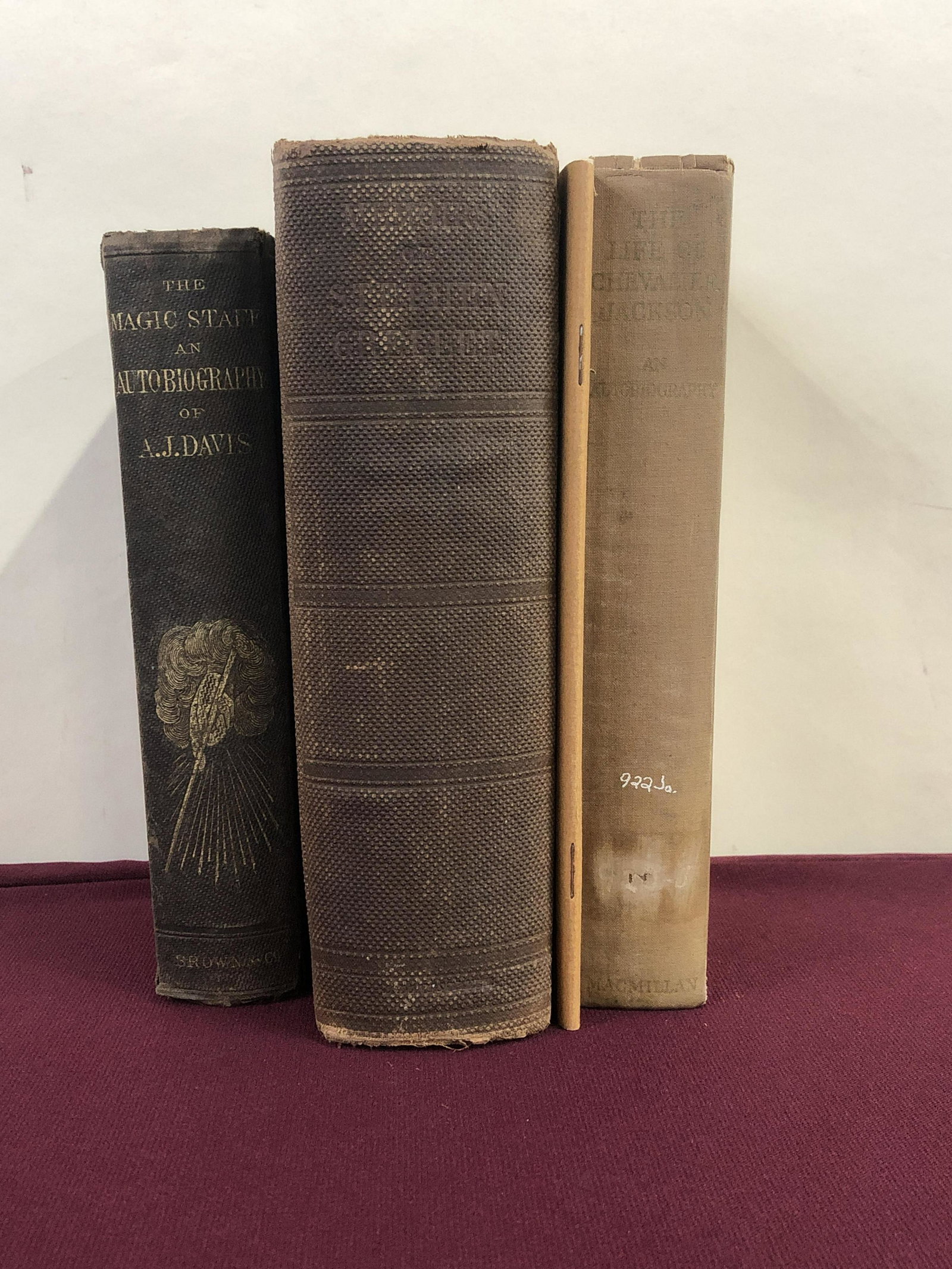 4 Biographies and Autobiographies: Includes "The Magic Staff: The Autobiography of A.J. Davis," "The Life of Chevalier Jackson: An Autobiography," "Elizabeth" by Mary Ramsey Wiley, and "Memoirs of the Life and Gospels of Stephen Grelle