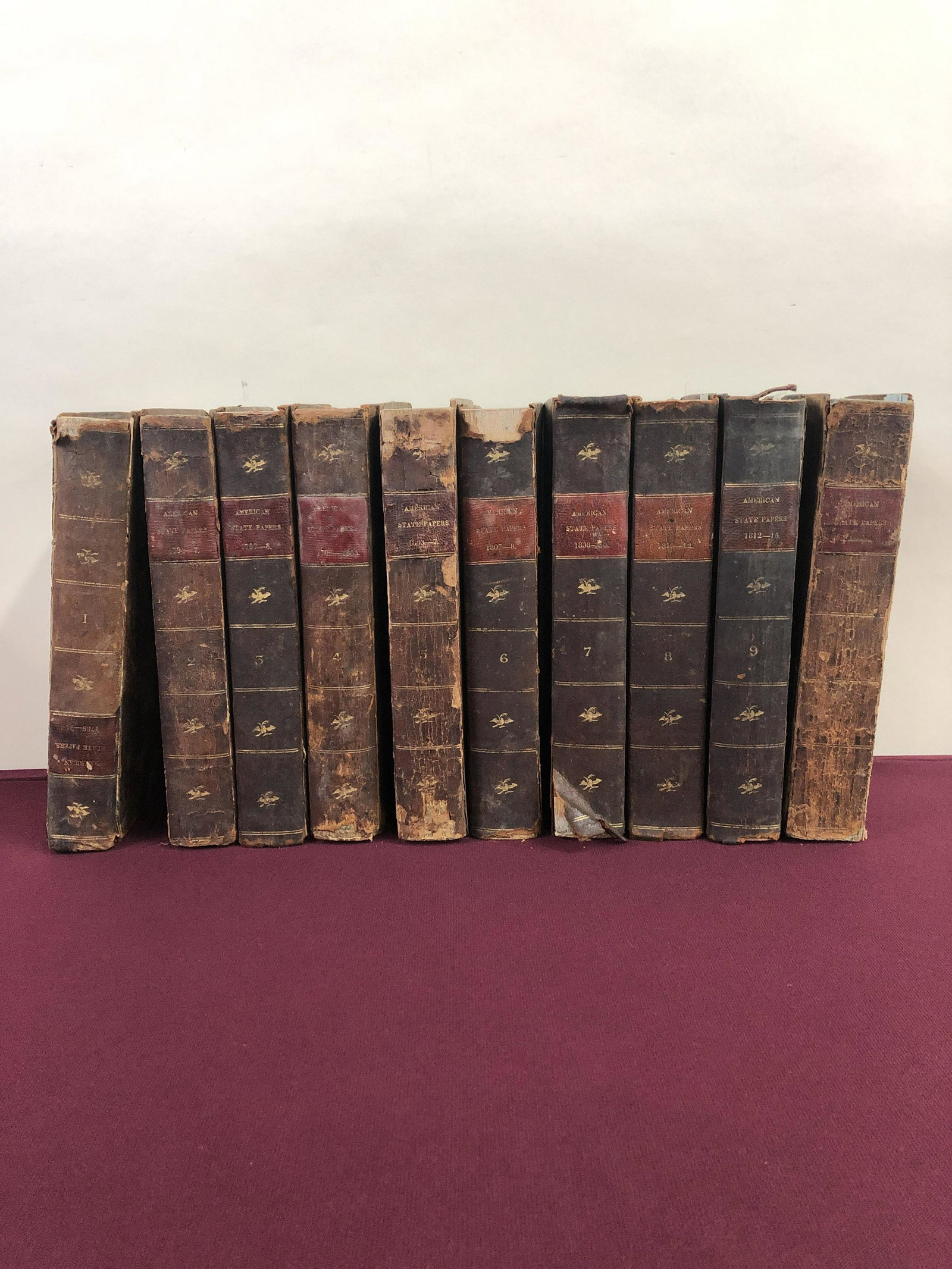 State Papers & Publick Documents of USA: Includes 10 volumes, 1817. 9" high x 5-1/2" wide. IMPORTANT: Before bidding, please read the terms and conditions below. When you registered for the auction you agreed to these terms and will be requi