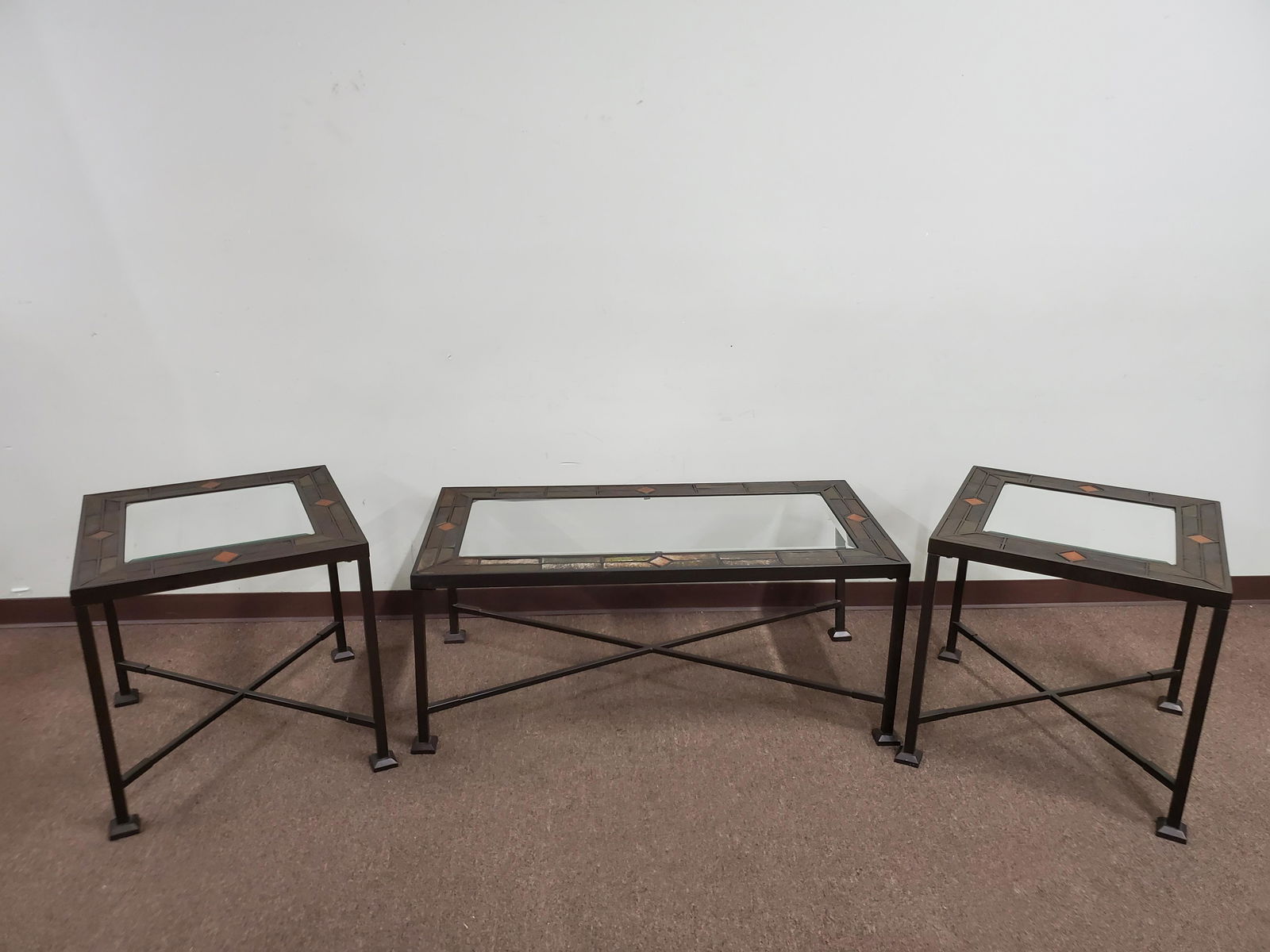 Tile/Glass Top Coffee & End Table Set (1 of 5)