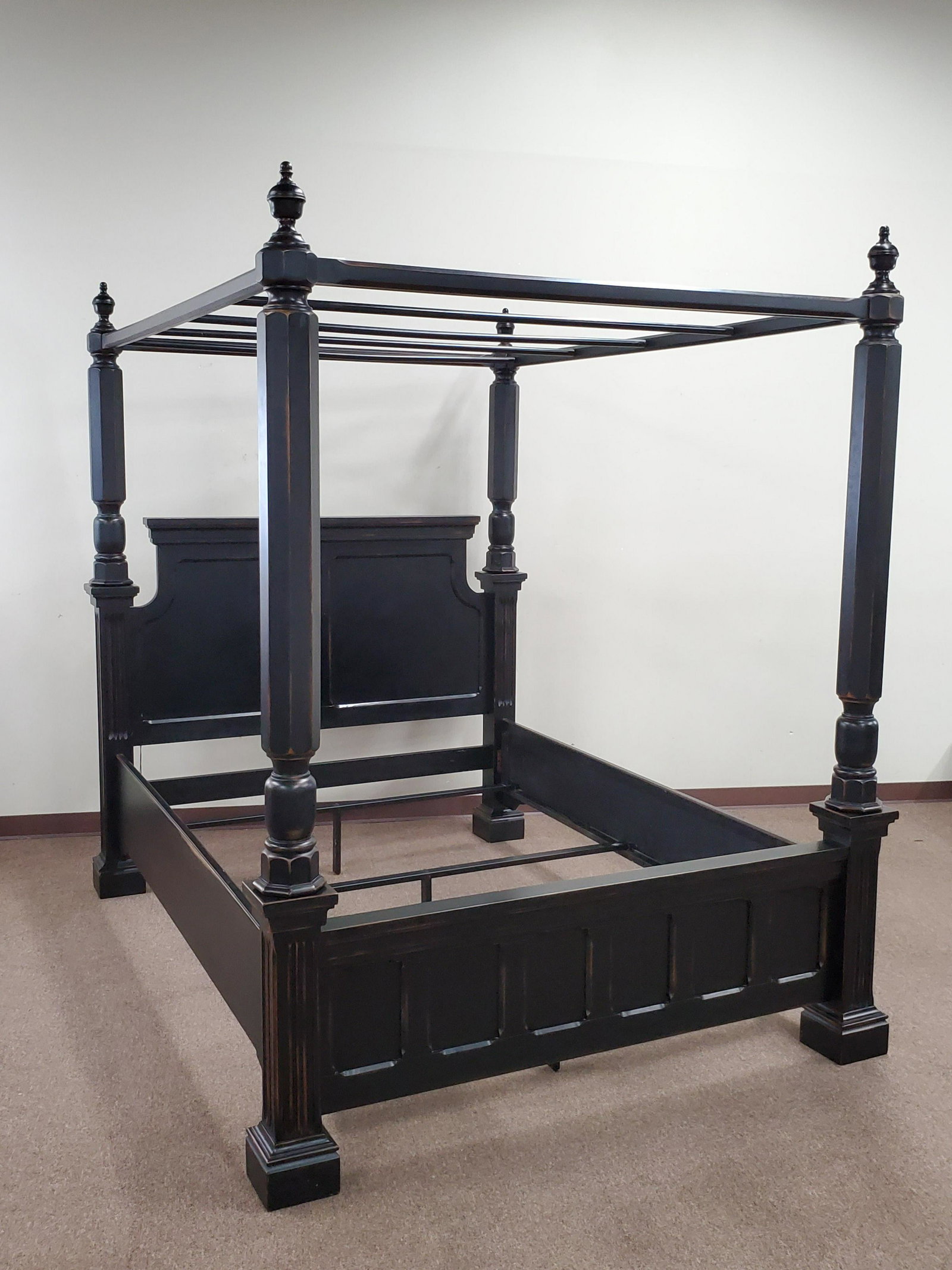 Millenium Canopy Bed by Ashley: 69" wide X 92" deep X 87" high. IMPORTANT: Before bidding, please read the terms and conditions below. When you registered for the auction you agreed to these terms and will be required to comply with