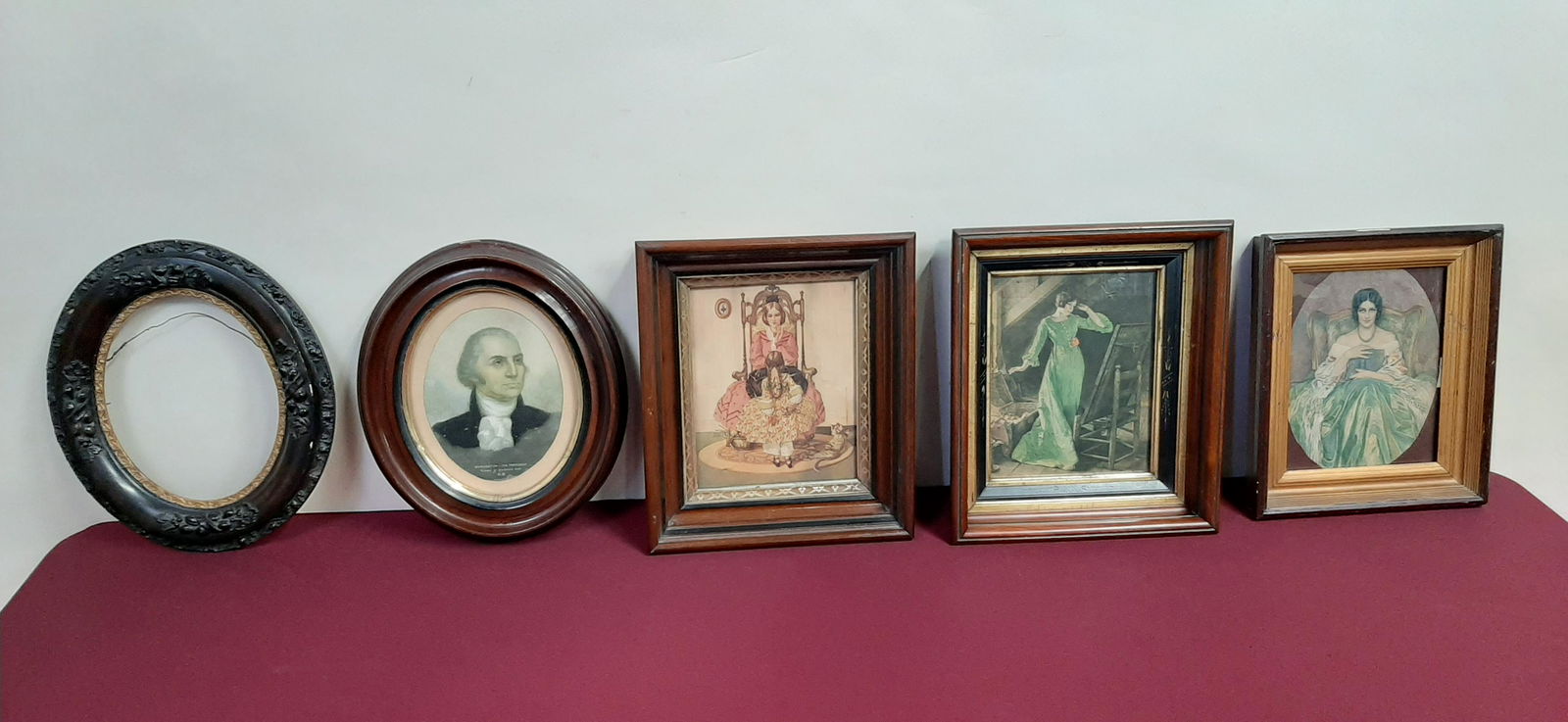 5 Victorian Antique Frames: 11 1/2" to 12 1/2" wide X 14" to 14 3/4" high. Some losses IMPORTANT: Before bidding, please read the terms and conditions below. When you registered for the auction you agreed to these terms and will