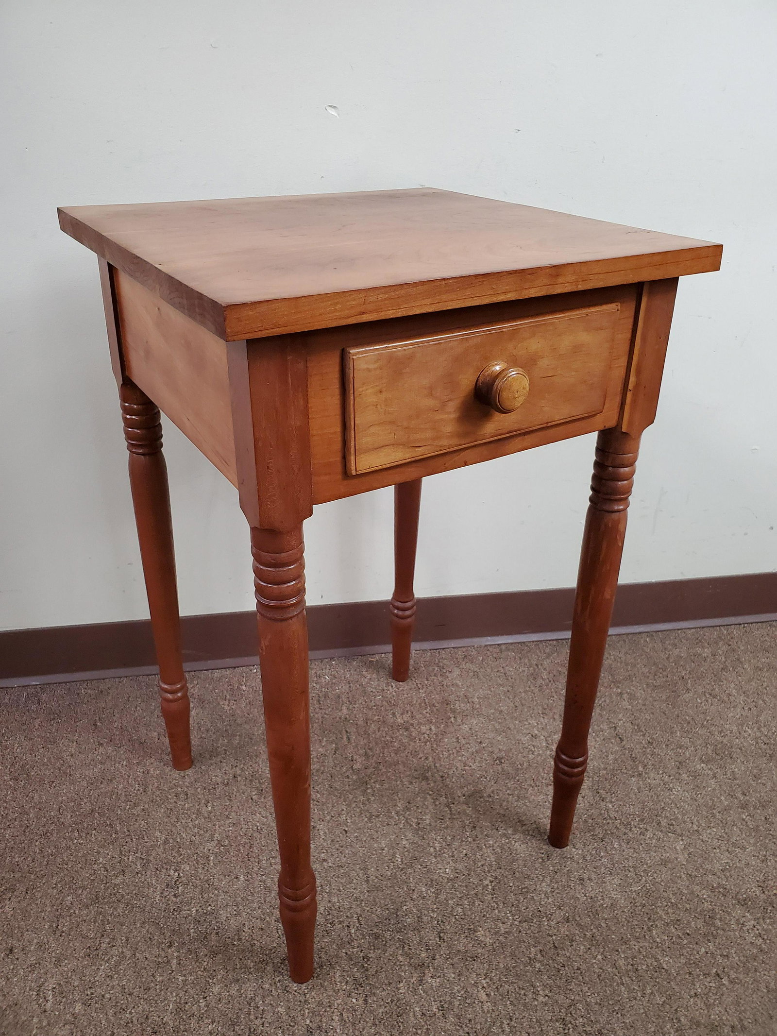 Single Drawer Work Table: 17 3/4" wide X 17 3/4" deep X 29" high. IMPORTANT: Before bidding, please read the terms and conditions below. When you registered for the auction you agreed to these terms and will be required to com