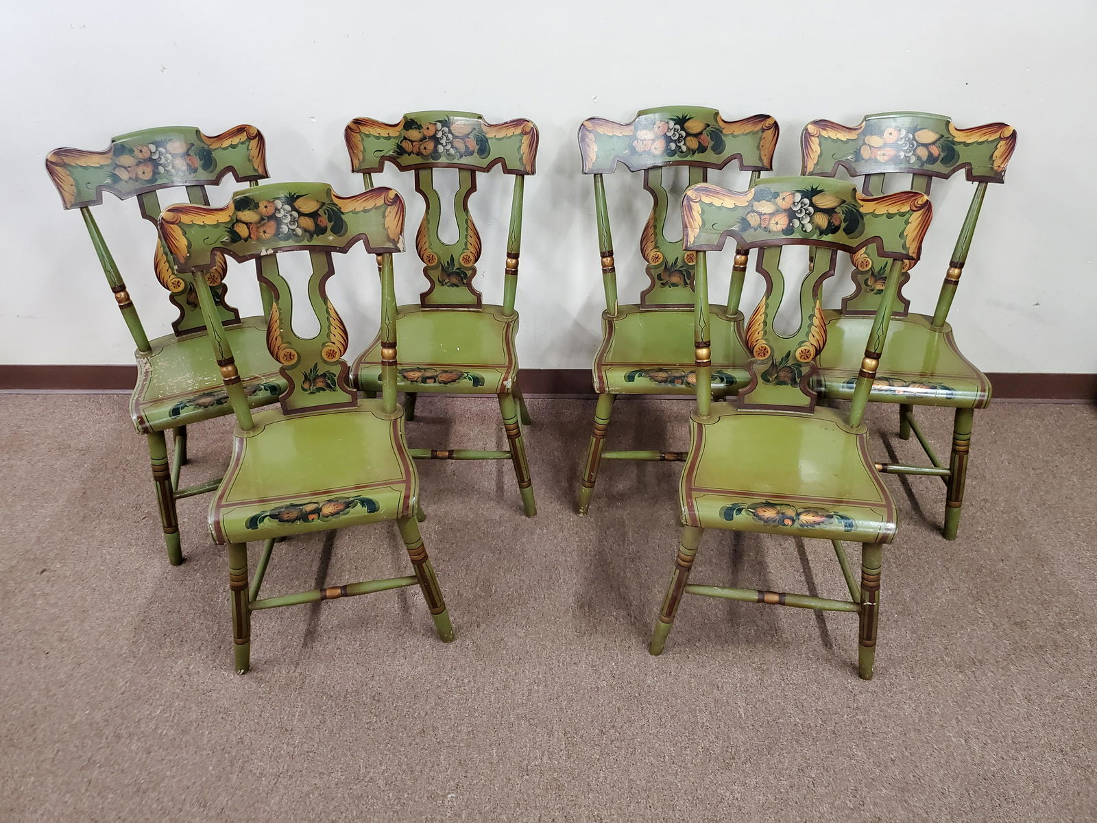 6 Painted Plank Bottom Chairs (1 of 3)