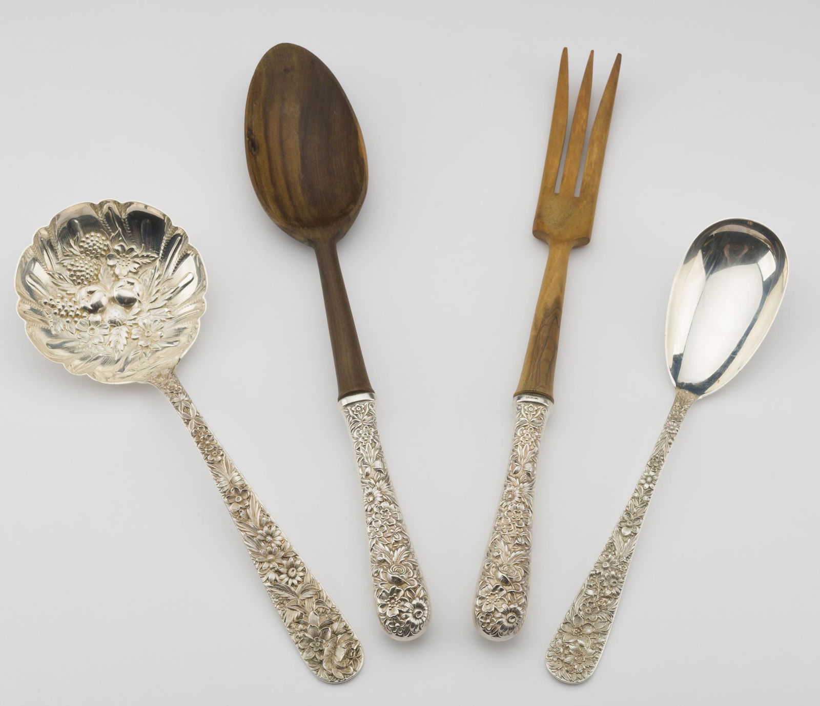 Kirk Sterling Salad Set & 2 Serving Spoons (1 of 14)
