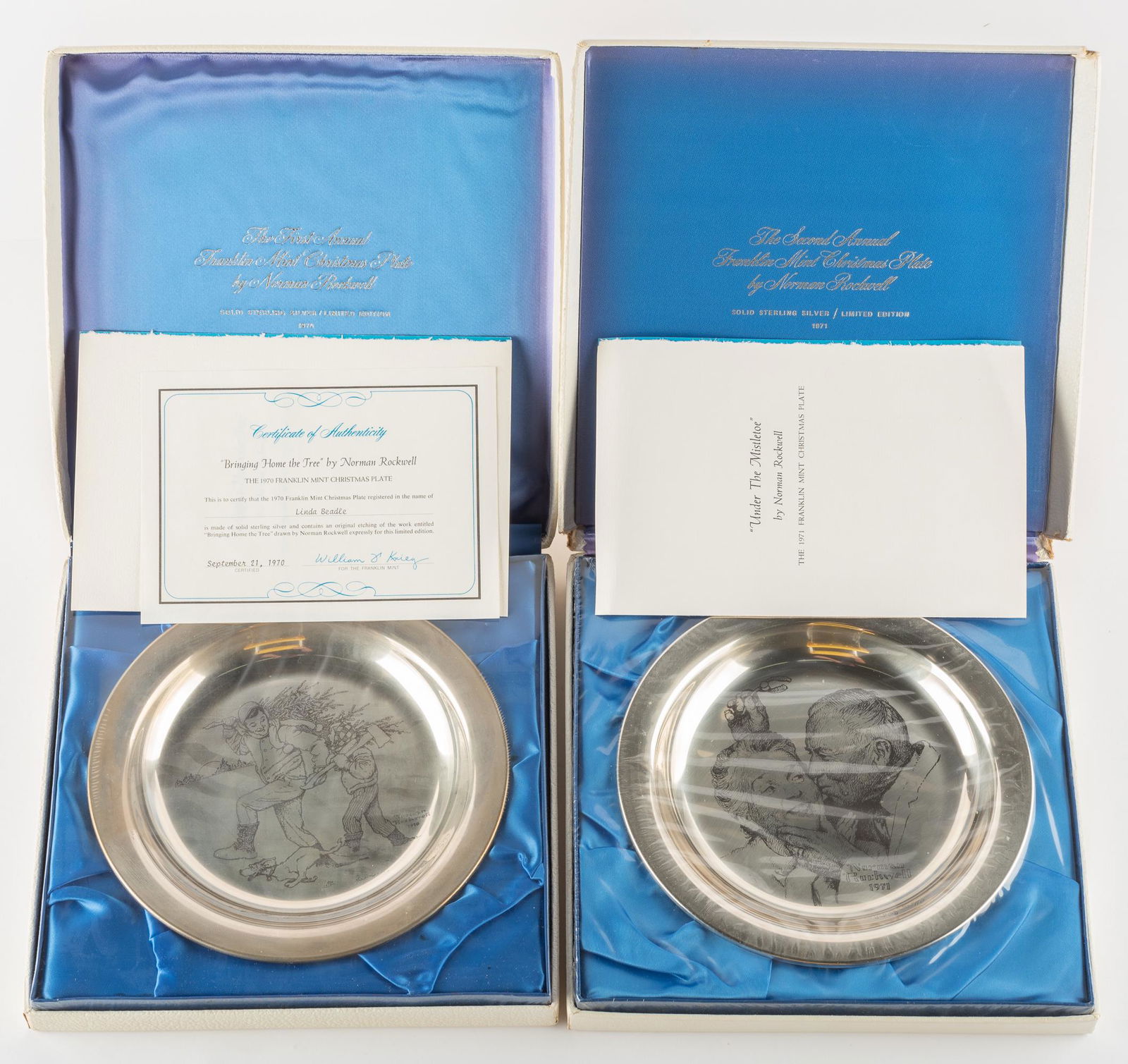 2 Sterling Franklin Mint Christmas Plates (1 of 3)