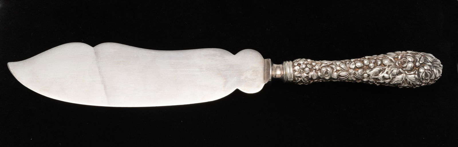 Steiff Fish Server: Handle in full repousse. 10-1/2" long x 2" wide. IMPORTANT: Before bidding, please read the terms and conditions below. When you registered for the auction you agreed to these terms and will be requir
