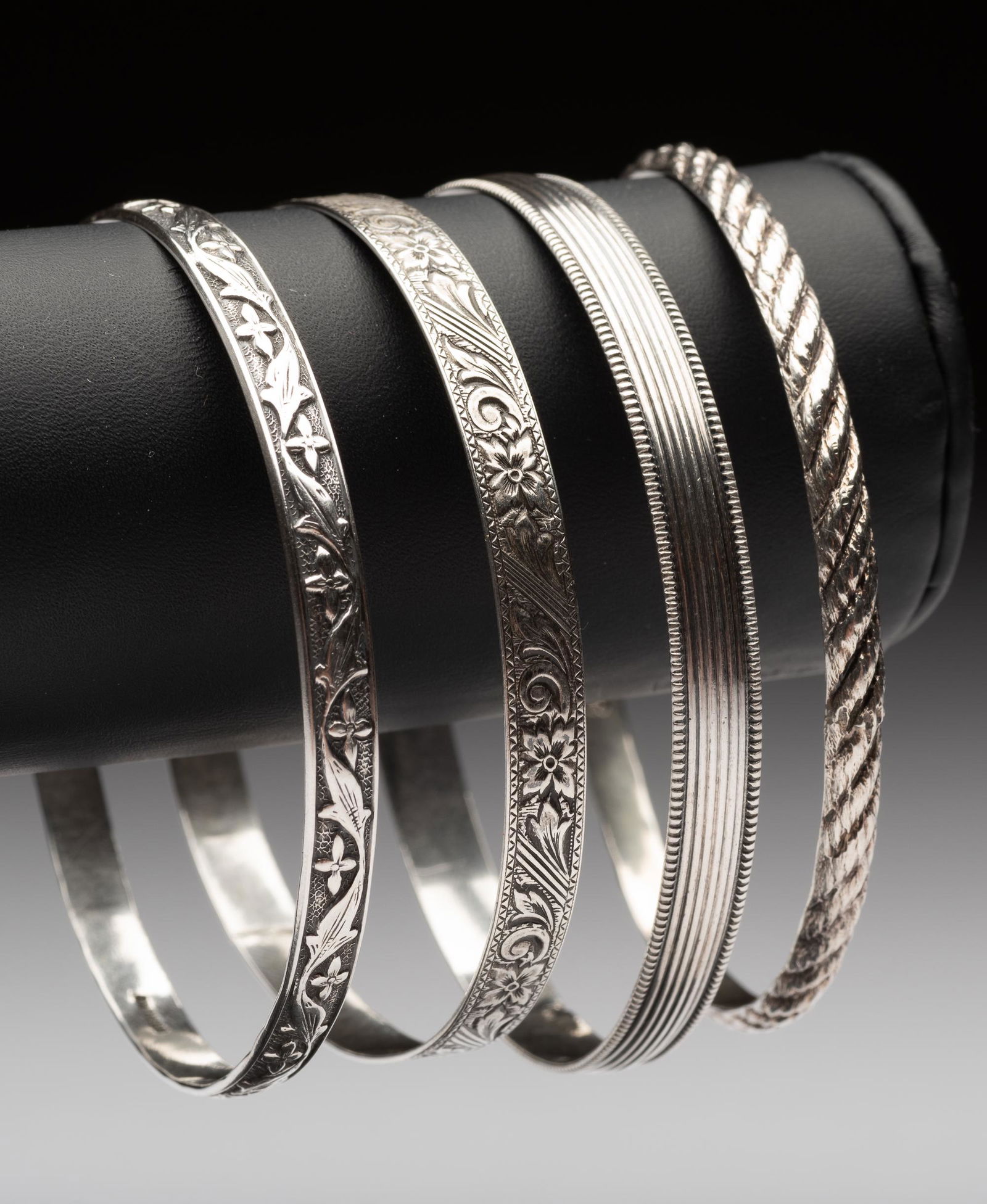 4 Silver Bangles (1 of 10)