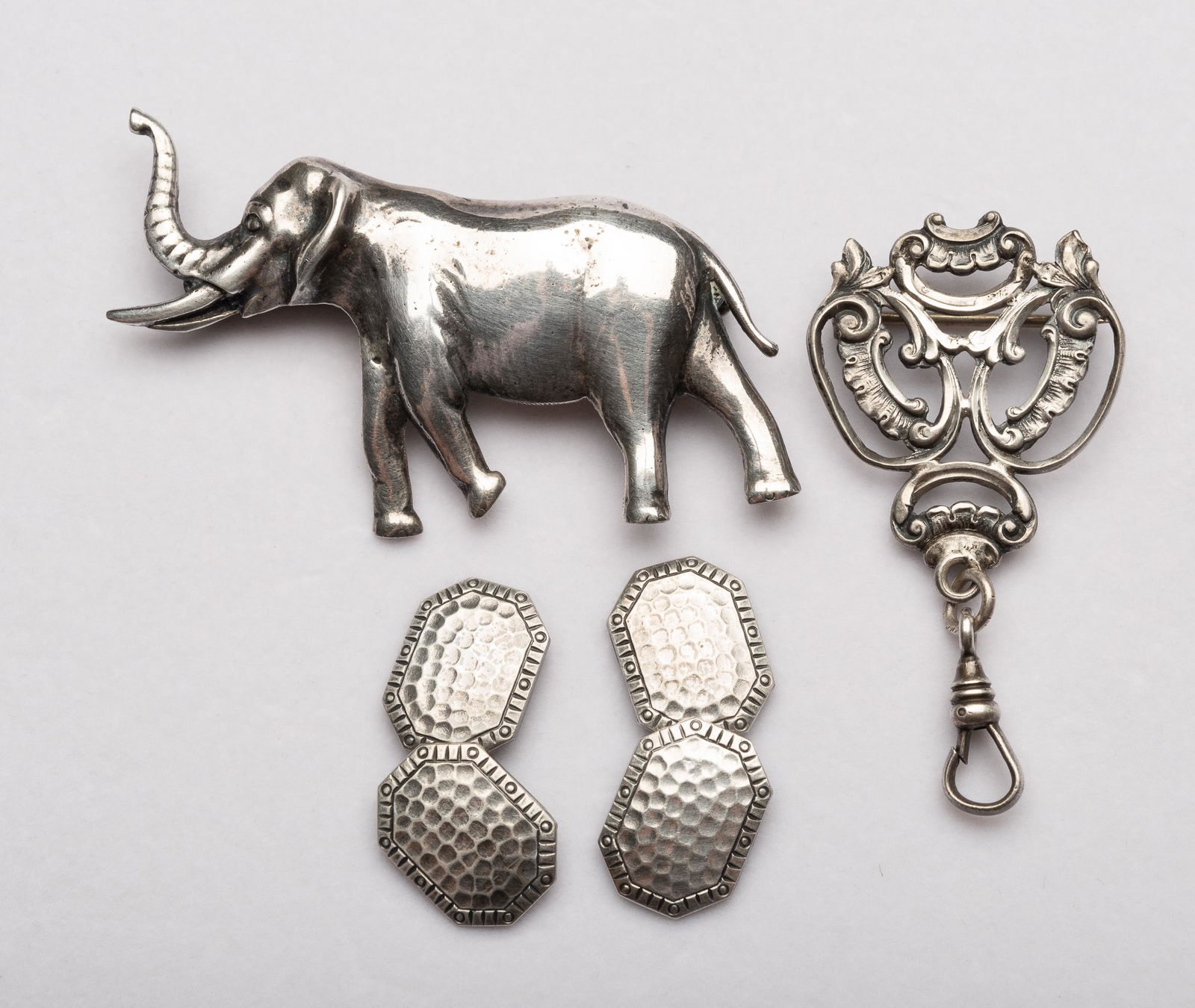 Antique Sterling Cuff Links & Pins (1 of 5)