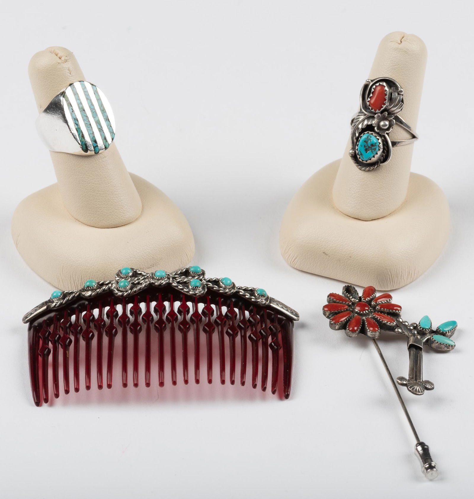 4 Pcs Silver & Turquoise Jewelry (1 of 12)